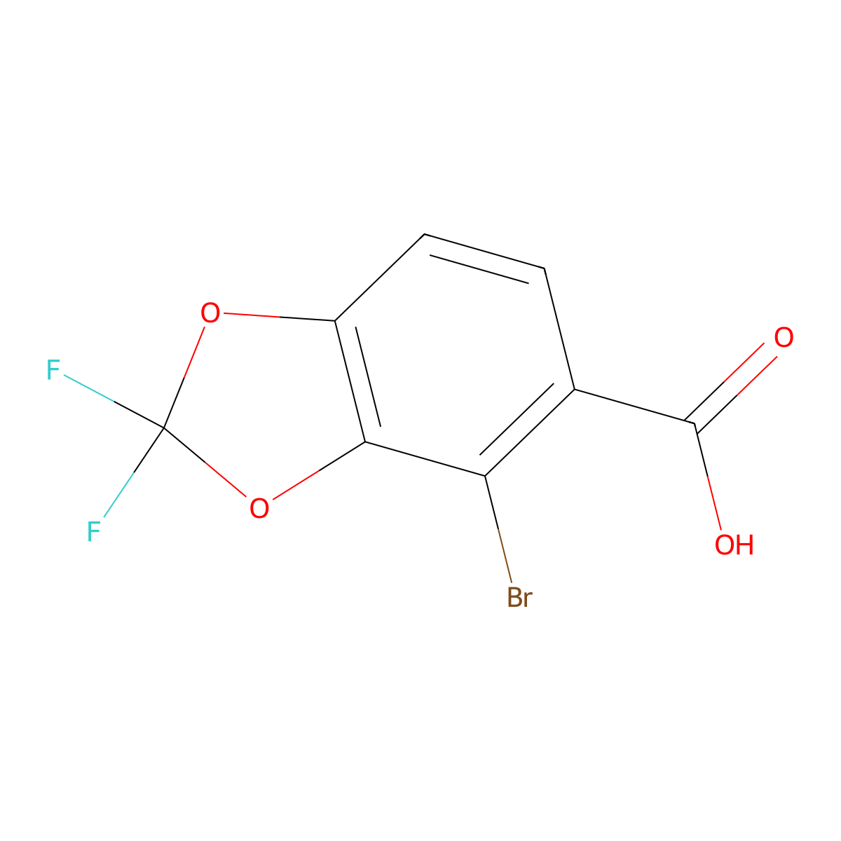 4-Bromo-2,2-difluoro-1,3-dioxaindane-5-carboxylic acid molecular structure, CAS 2624142-50-1