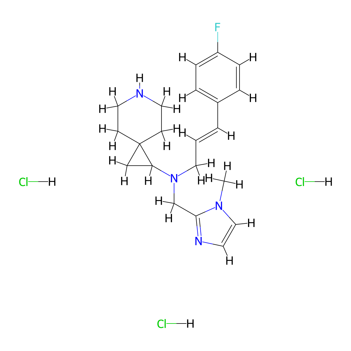 N-[(2E)-3-(4-fluorophenyl)prop-2-en-1-yl]-N-[(1-methyl-1H-imidazol-2-yl)methyl]-6-azaspiro[2.5]octan-1-amine trihydrochloride molecular structure, CAS 2624153-49-5