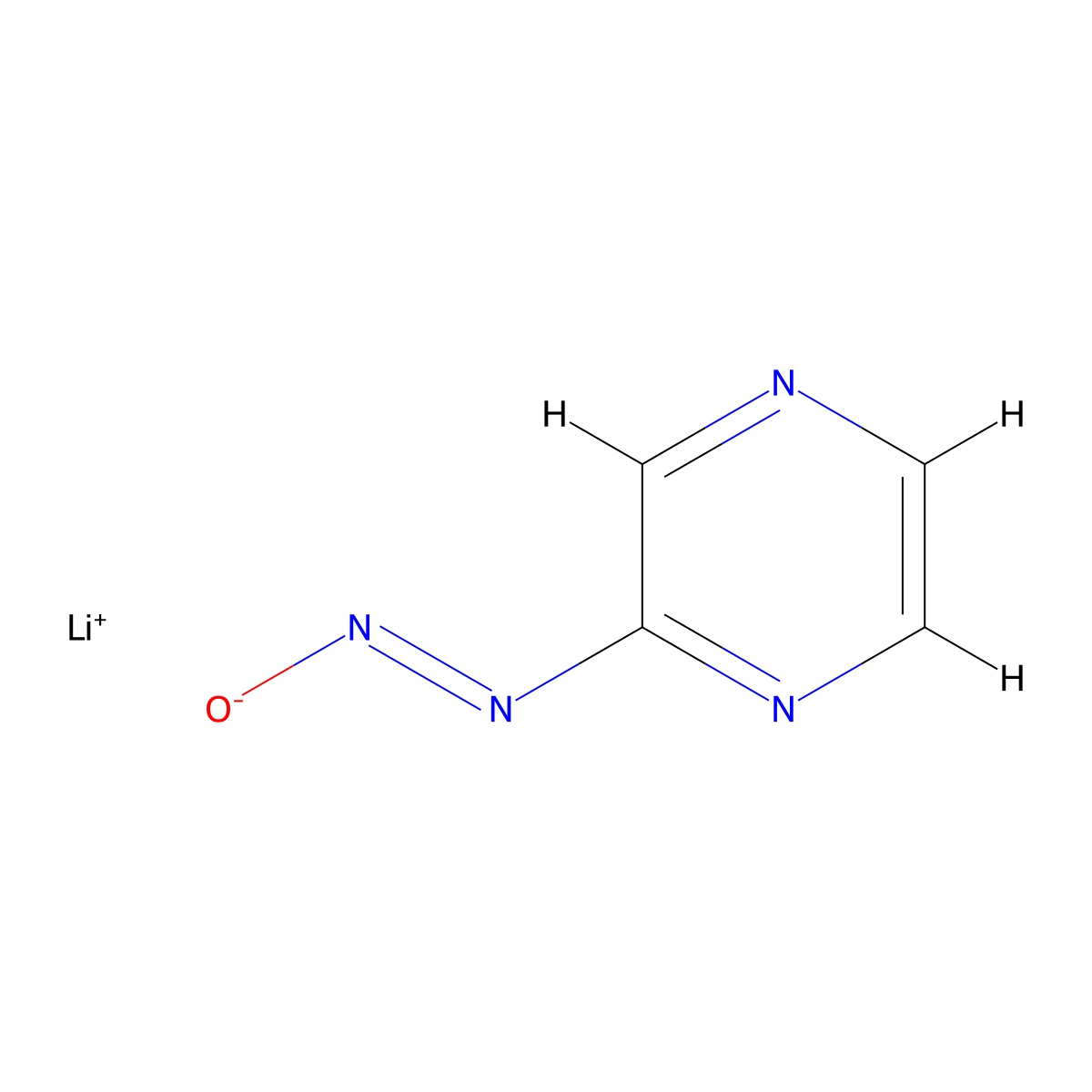 lithium(1+) (E)-(pyrazin-2-yl)diazenolate molecular structure, CAS 2624153-50-8