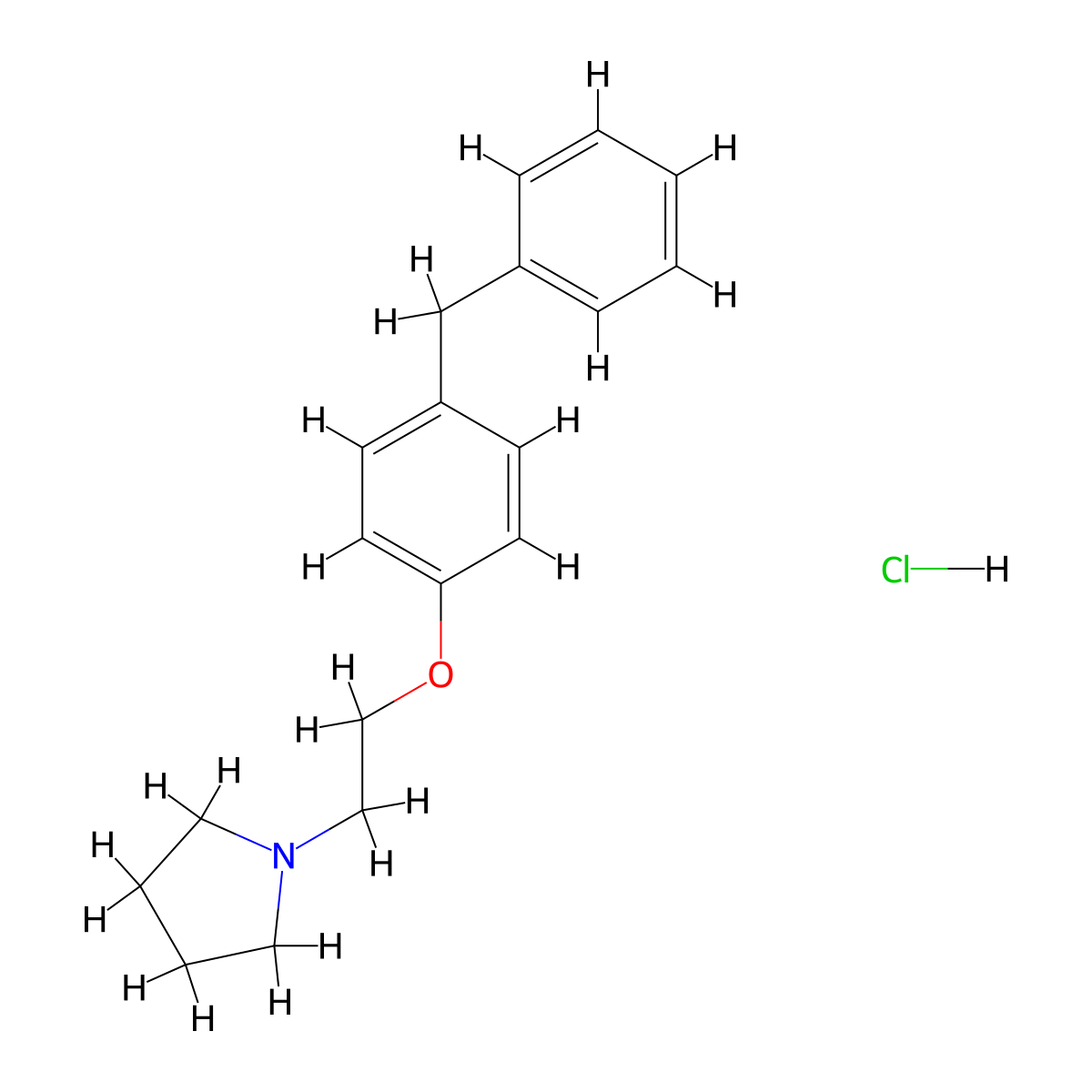 1-[2-(4-Benzylphenoxy)ethyl]pyrrolidine--hydrogen chloride (1/1) molecular structure, CAS 262425-59-2