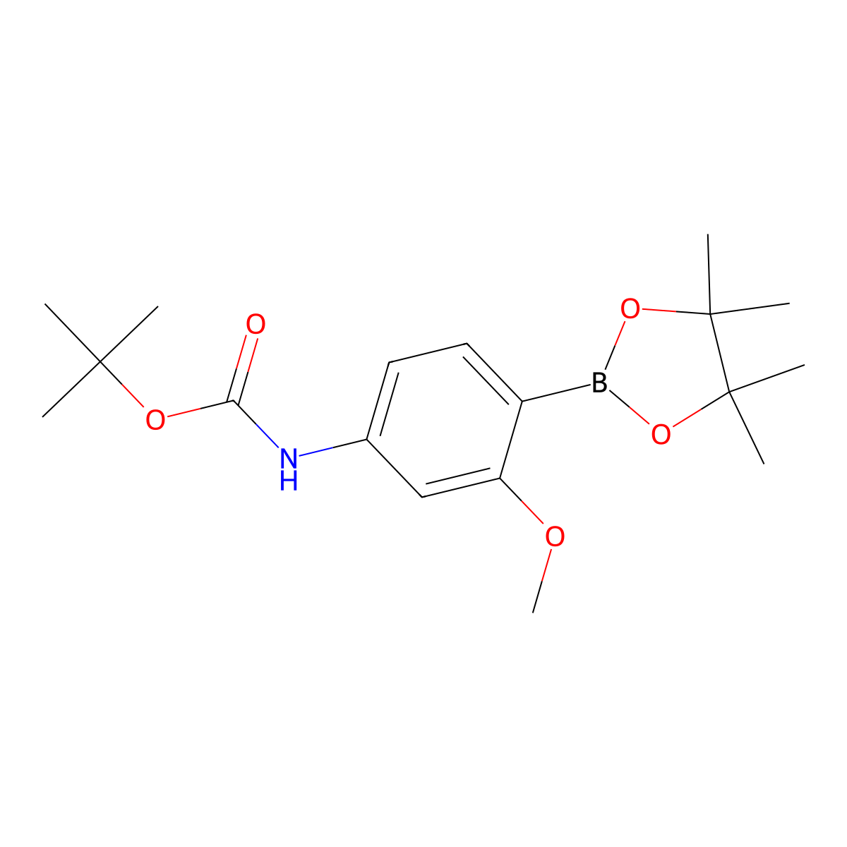 tert-butyl N-[3-methoxy-4-(tetramethyl-1,3,2-dioxaborolan-2-yl)phenyl]carbamate molecular structure, CAS 262433-29-4