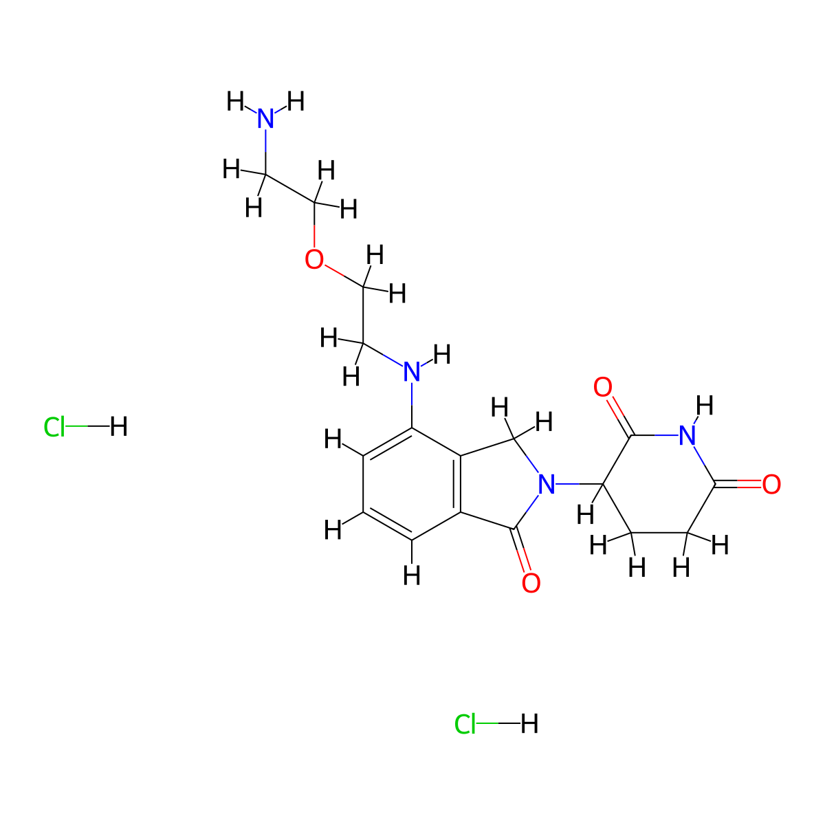 3-(4-{[2-(2-aminoethoxy)ethyl]amino}-1-oxo-2,3-dihydro-1H-isoindol-2-yl)piperidine-2,6-dione dihydrochloride molecular structure, CAS 2624336-86-1