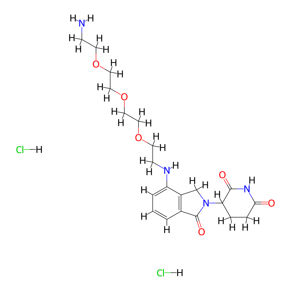 Lenalidomide 4'-PEG3-amine dihydrochloride molecular structure, CAS 2624336-87-2