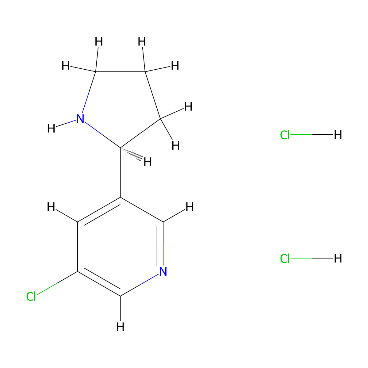 (S)-3-Chloro-5-pyrrolidin-2-yl-pyridine dihydrochloride molecular structure, CAS 2624378-46-5