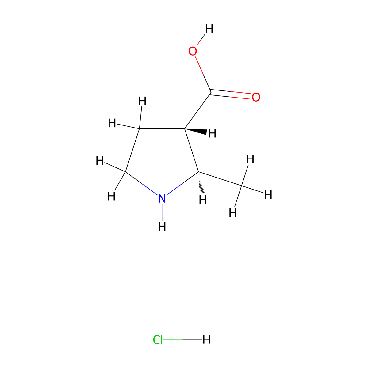 (2R,3S)-2-methylpyrrolidine-3-carboxylic acid hydrochloride molecular structure, CAS 2624378-50-1