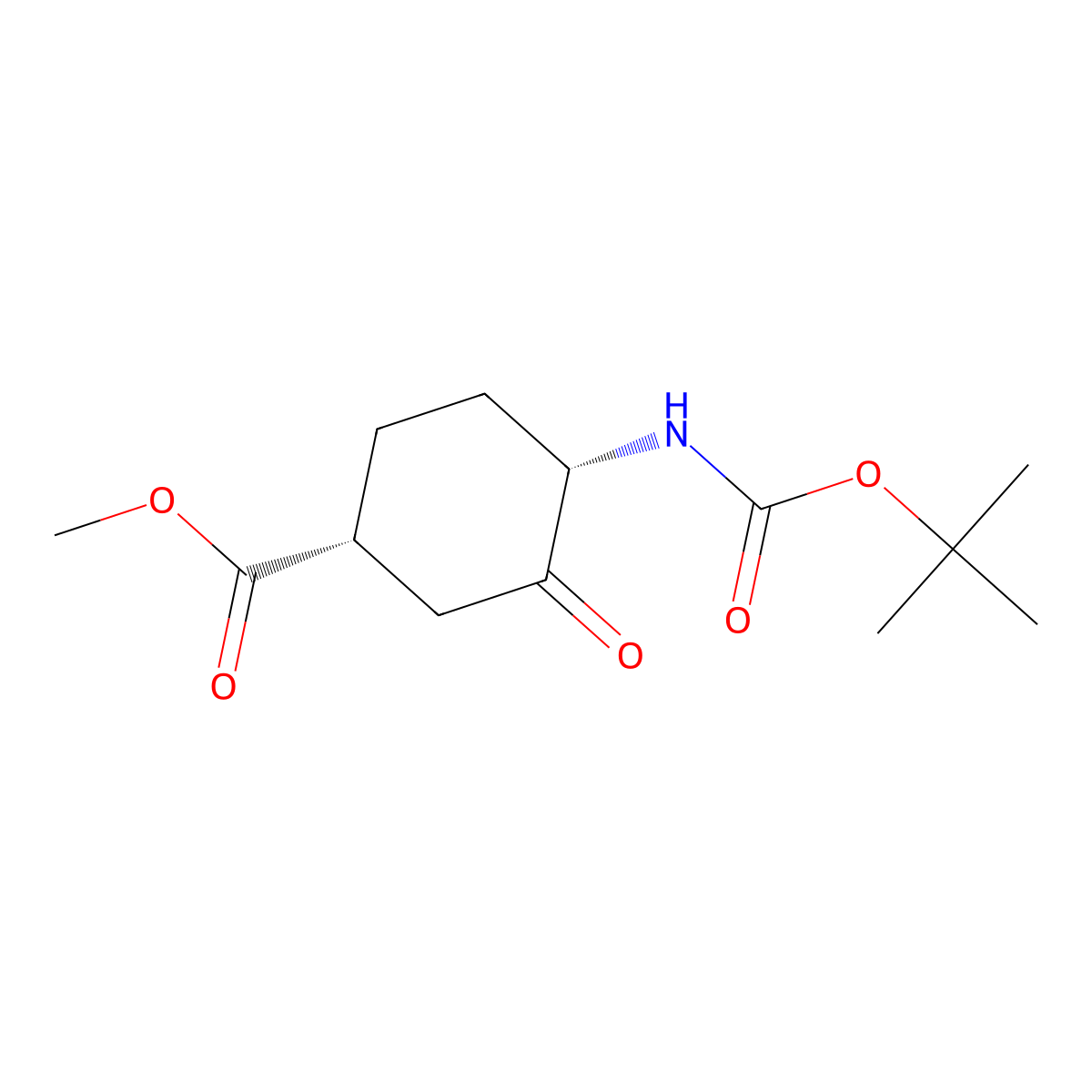 Methyl cis-4-{[(tert-butoxy)carbonyl]amino}-3-oxocyclohexane-1-carboxylate molecular structure, CAS 262439-51-0