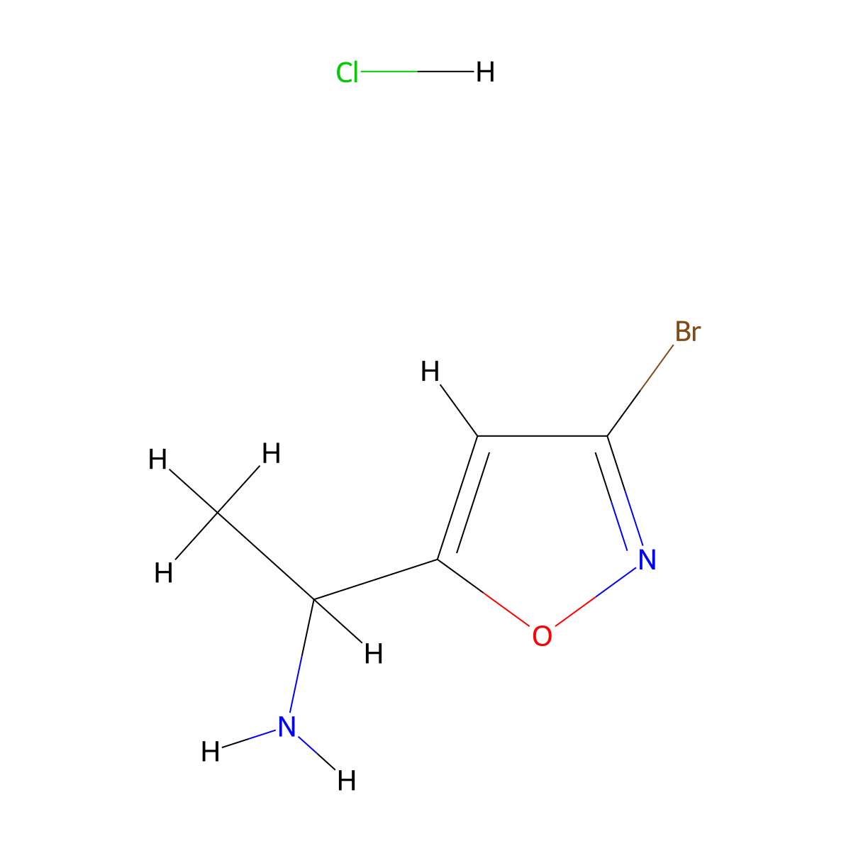 1-(3-Bromo-isoxazol-5-yl)-ethylamine hydrochloride molecular structure, CAS 2624416-79-9