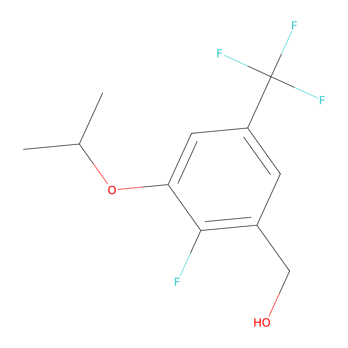(2-Fluoro-3-isopropoxy-5-(trifluoromethyl)phenyl)methanol molecular structure, CAS 2624416-80-2