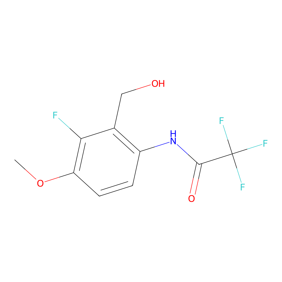 2,2,2-Trifluoro-N-(3-fluoro-2-(hydroxymethyl)-4-methoxyphenyl)acetamide molecular structure, CAS 2624416-81-3