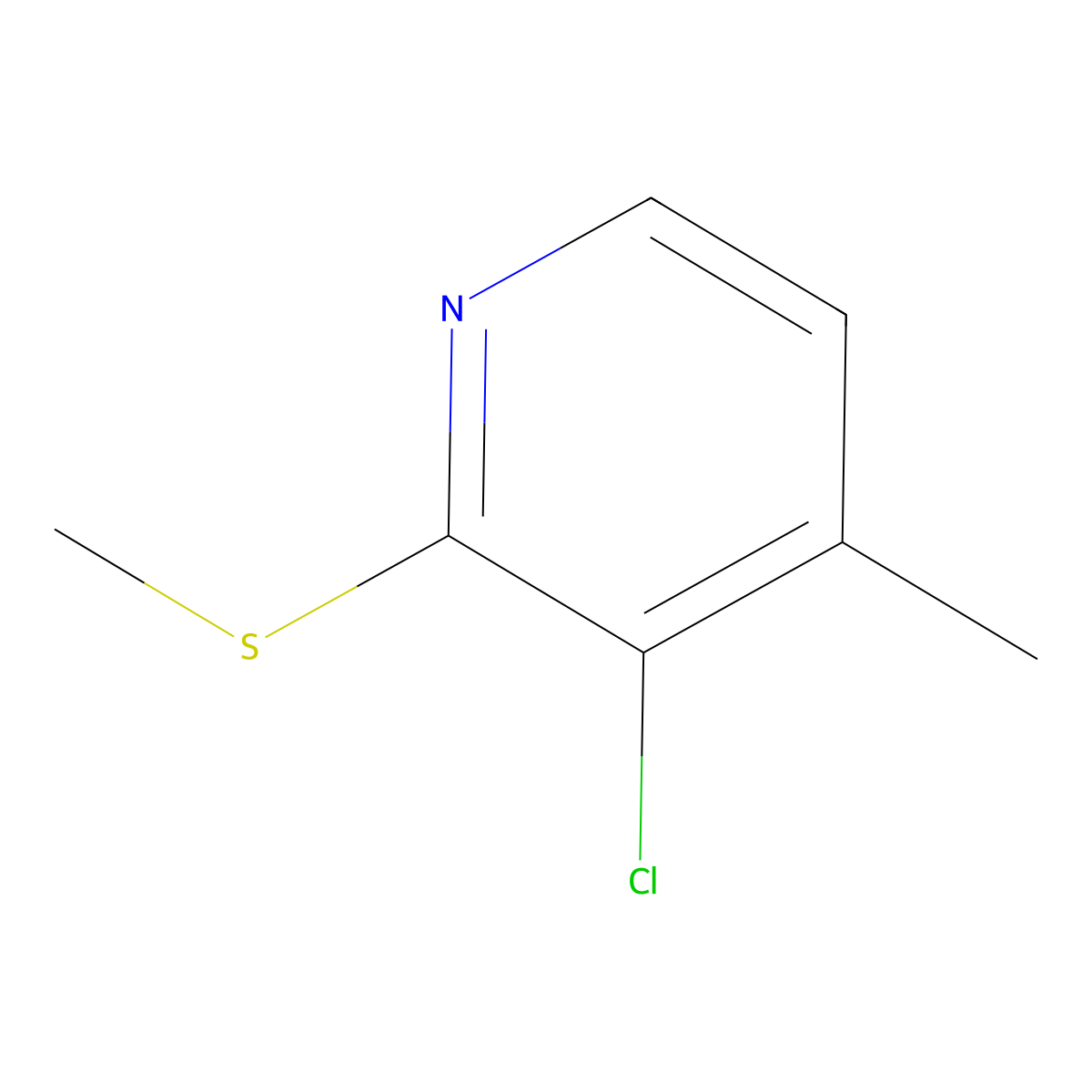 3-Chloro-4-methyl-2-(methylthio)pyridine molecular structure, CAS 2624416-82-4