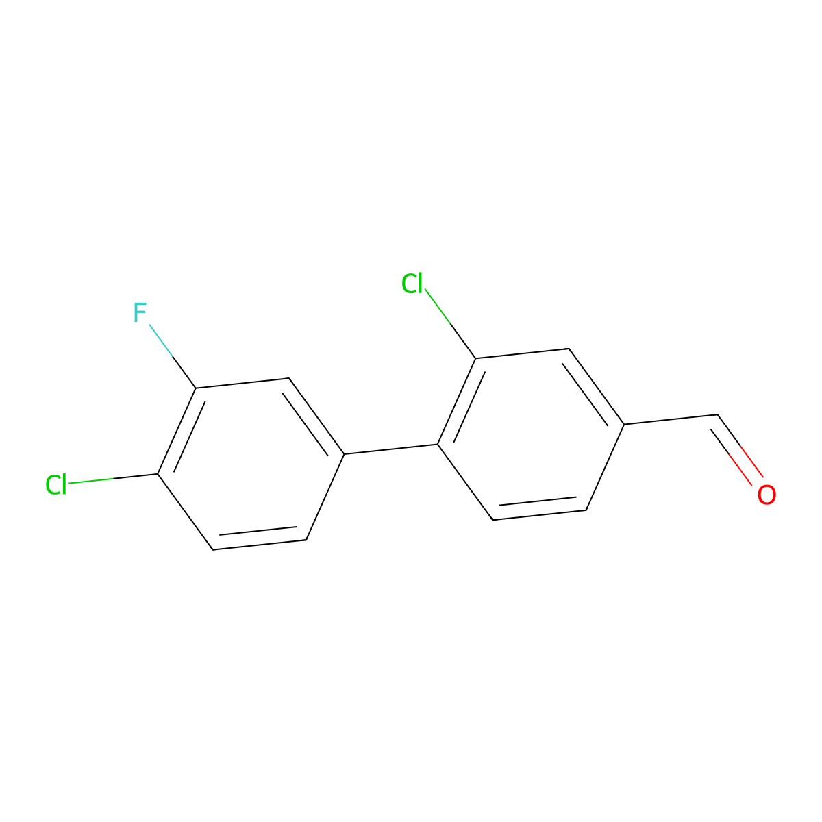 2,4'-Dichloro-3'-fluoro-[1,1'-biphenyl]-4-carbaldehyde molecular structure, CAS 2624416-83-5