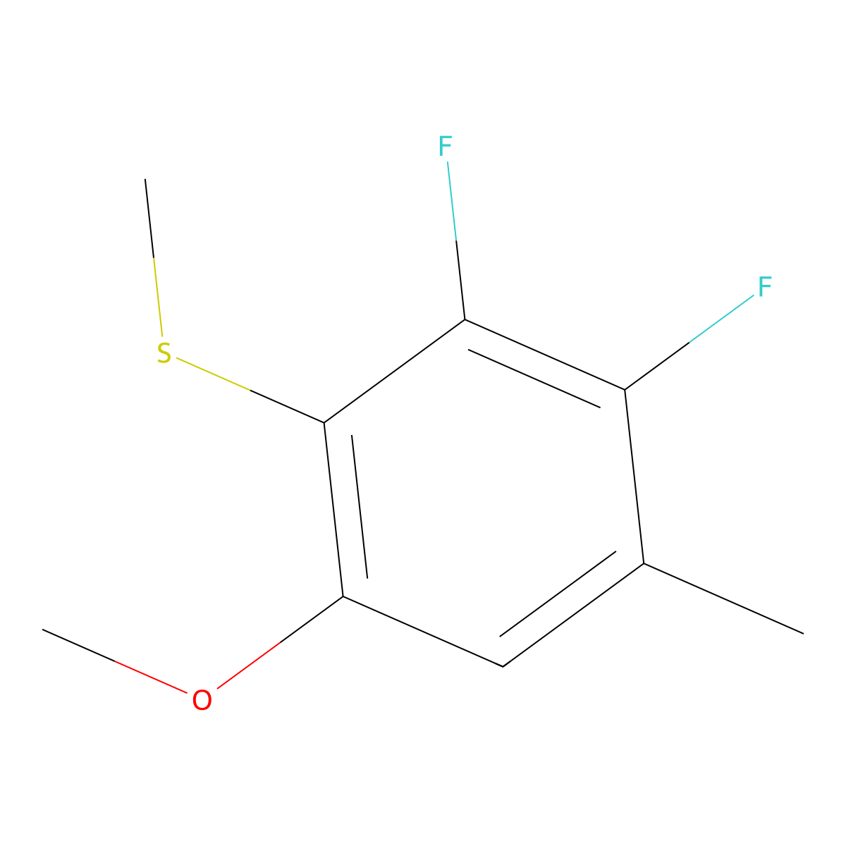 (2,3-Difluoro-6-methoxy-4-methylphenyl)(methyl)sulfane molecular structure, CAS 2624416-84-6