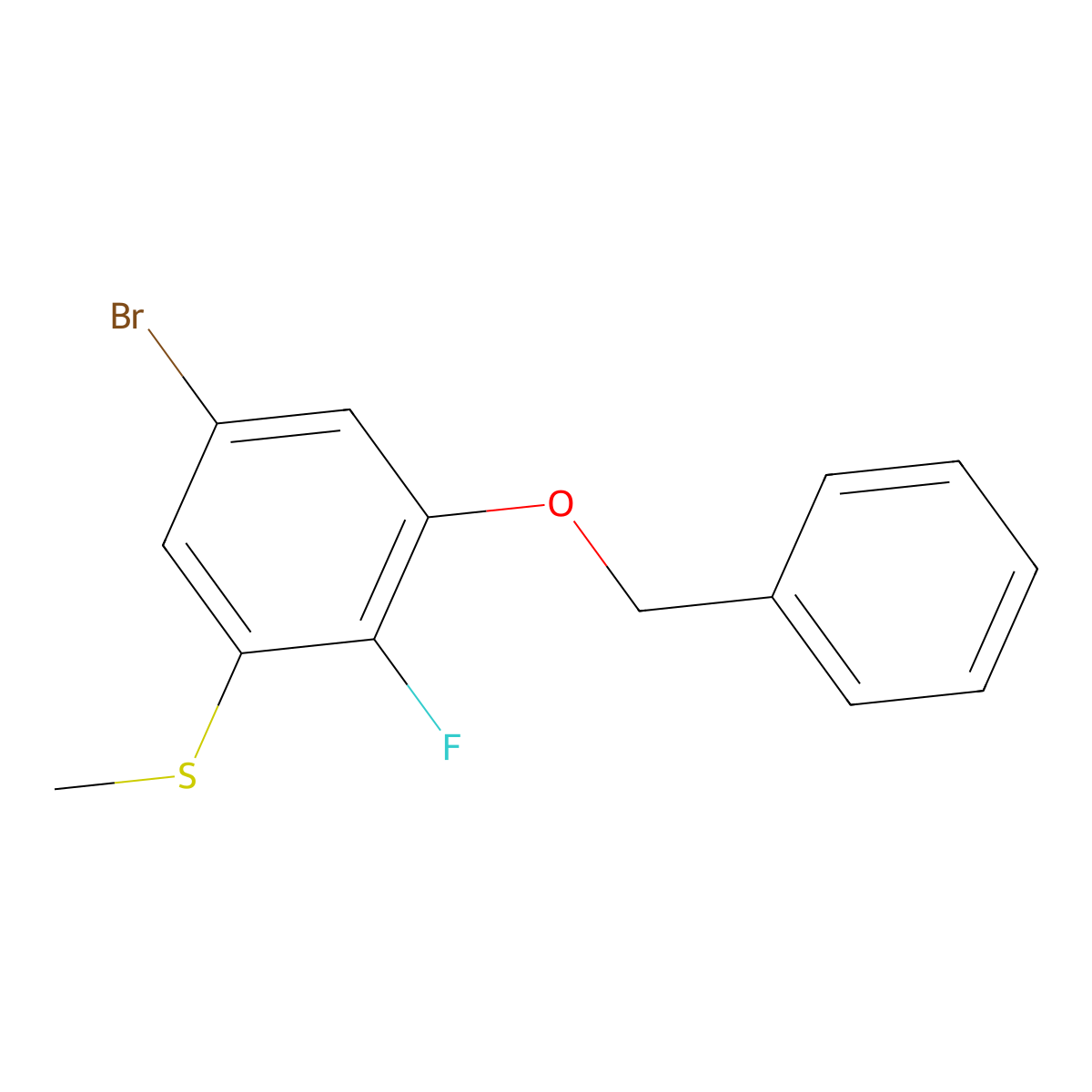 (3-(Benzyloxy)-5-bromo-2-fluorophenyl)(methyl)sulfane molecular structure, CAS 2624416-85-7