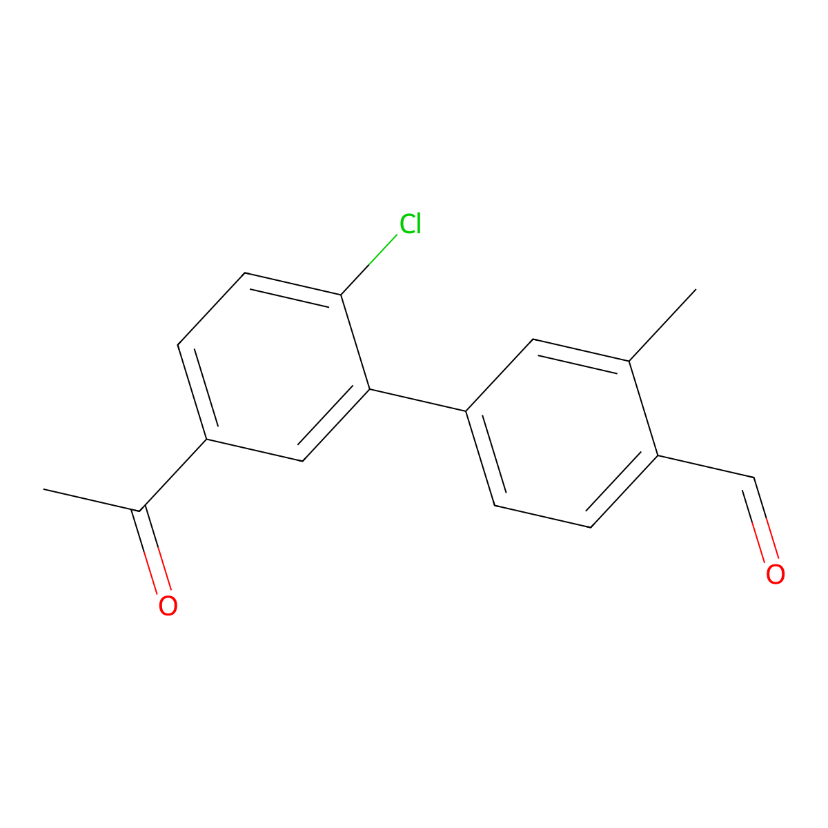 5'-Acetyl-2'-chloro-3-methyl-[1,1'-biphenyl]-4-carbaldehyde molecular structure, CAS 2624416-88-0