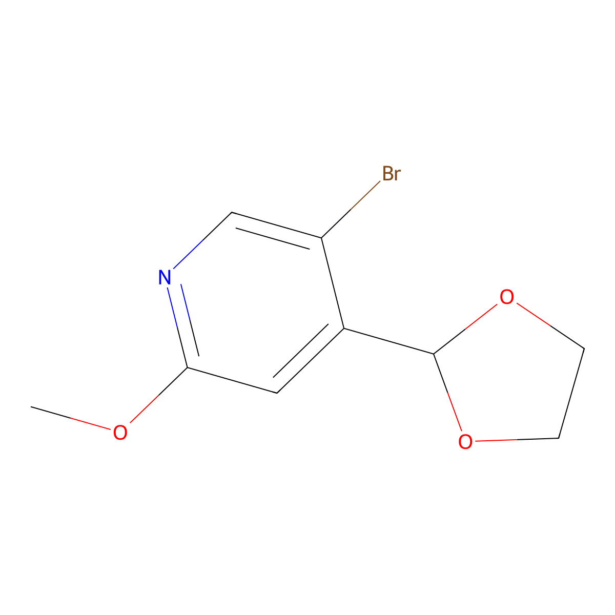 5-Bromo-4-(1,3-dioxolan-2-yl)-2-methoxypyridine molecular structure, CAS 2624416-90-4