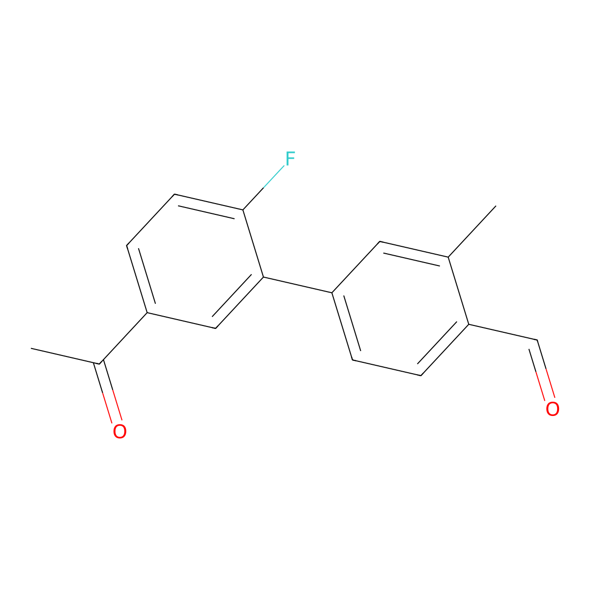 5'-Acetyl-2'-fluoro-3-methyl-[1,1'-biphenyl]-4-carbaldehyde molecular structure, CAS 2624416-98-2