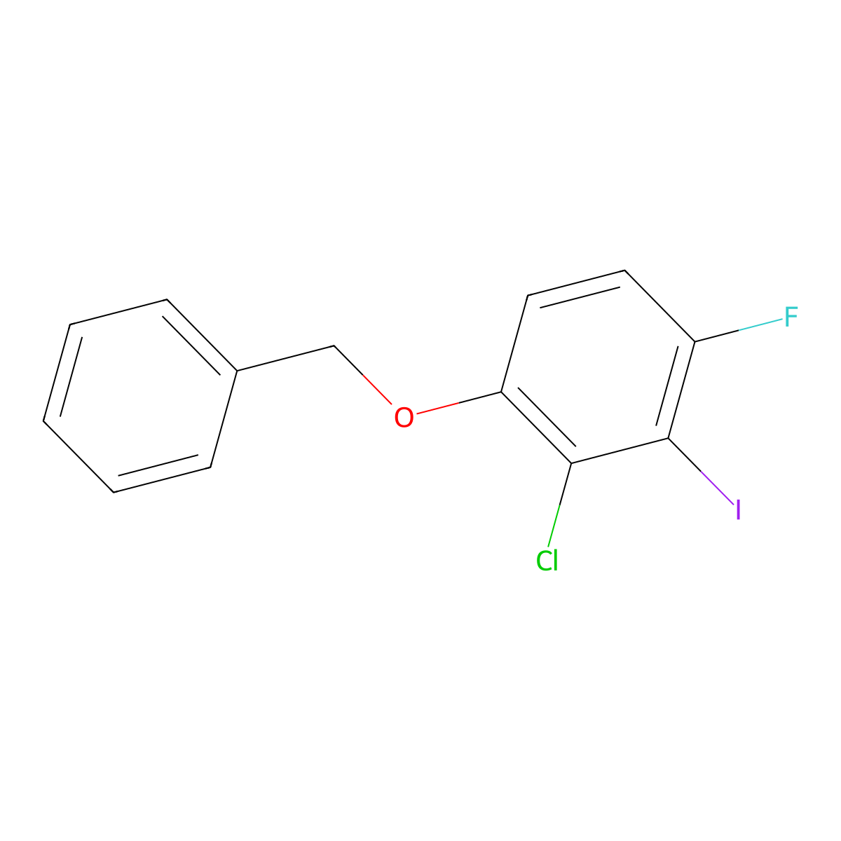 1-(Benzyloxy)-2-chloro-4-fluoro-3-iodobenzene molecular structure, CAS 2624417-00-9