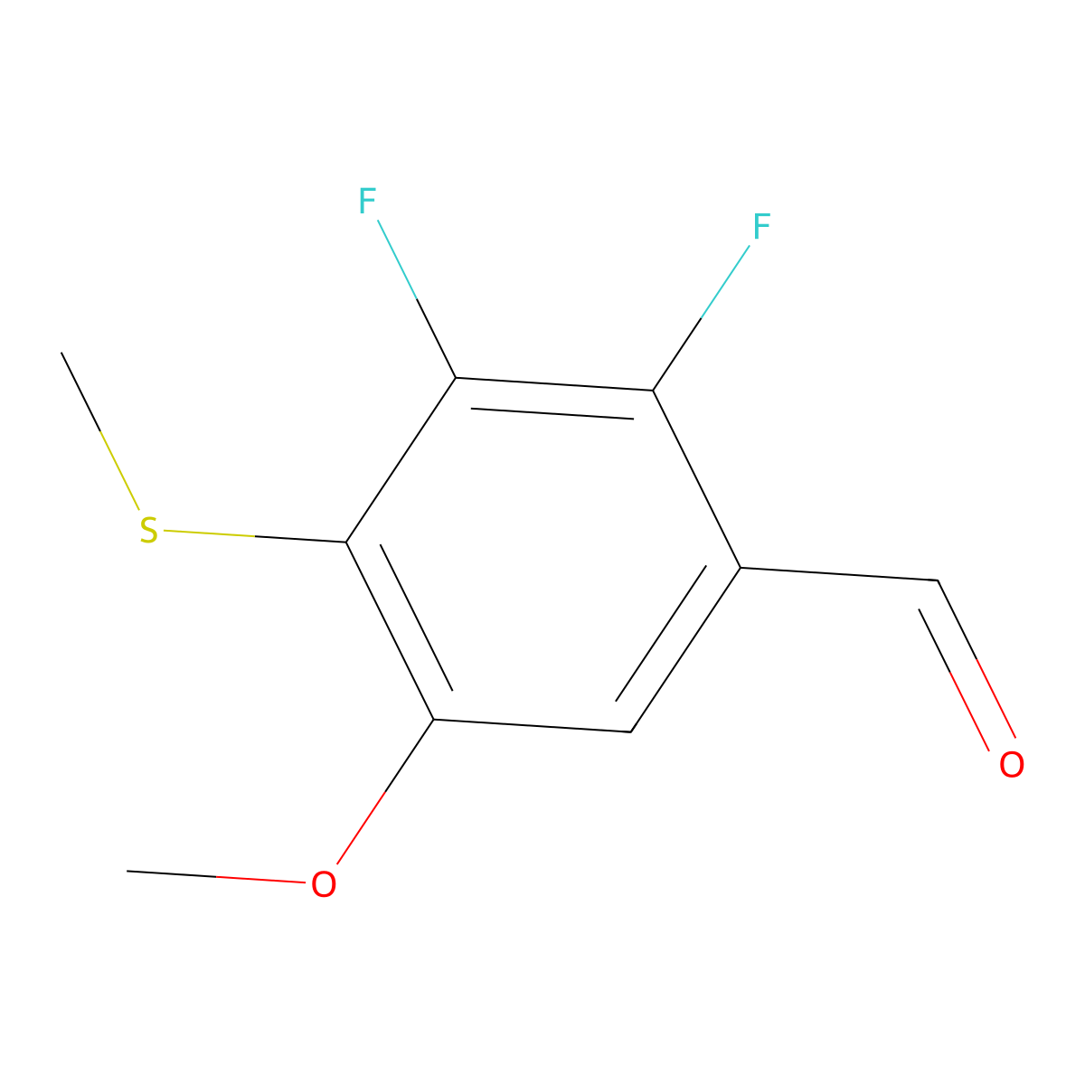 2,3-Difluoro-5-methoxy-4-(methylthio)benzaldehyde molecular structure, CAS 2624417-03-2