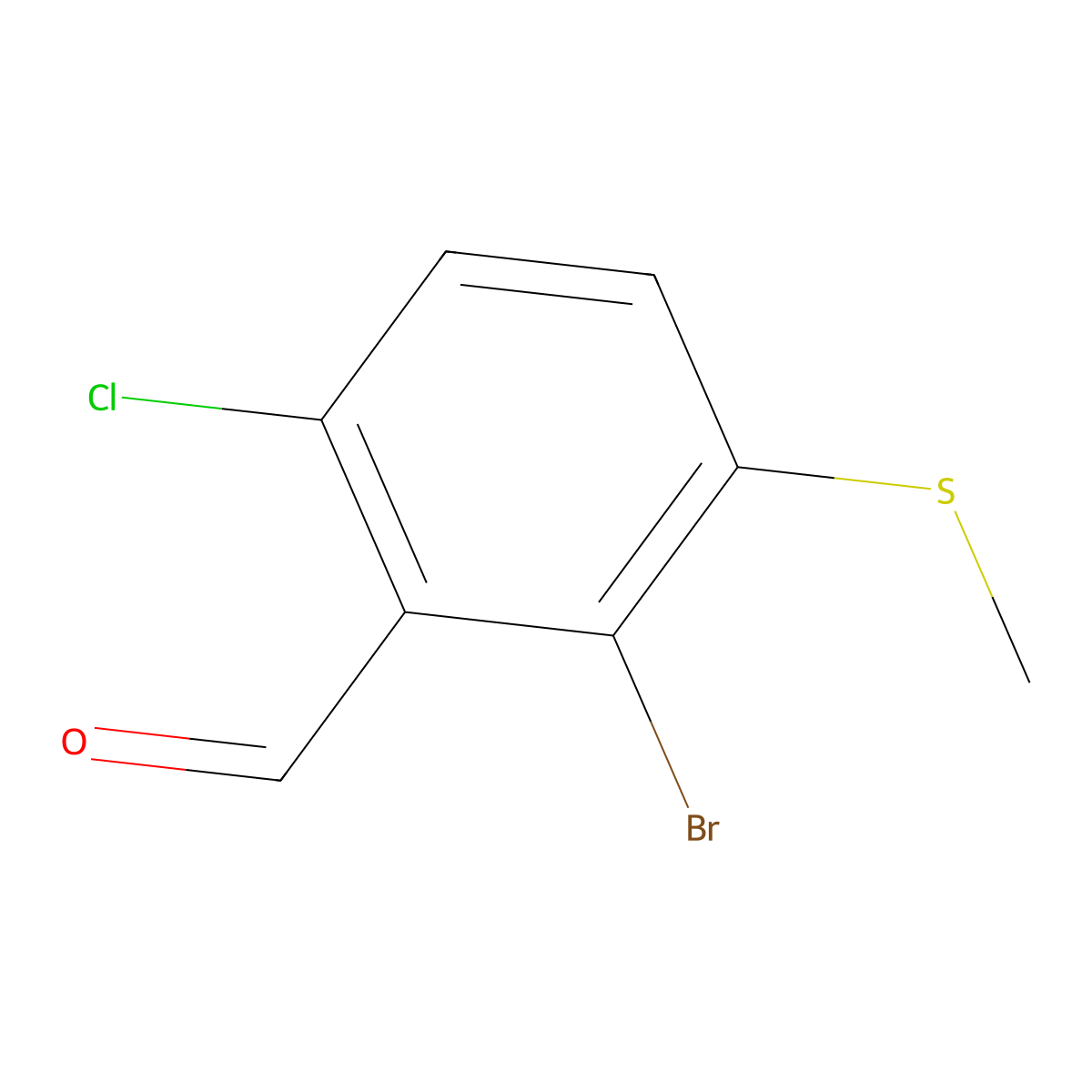 2-Bromo-6-chloro-3-(methylthio)benzaldehyde molecular structure, CAS 2624417-04-3