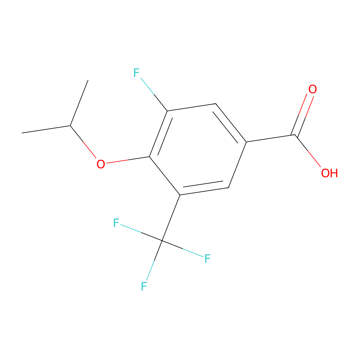 3-Fluoro-4-isopropoxy-5-(trifluoromethyl)benzoic acid molecular structure, CAS 2624417-09-8