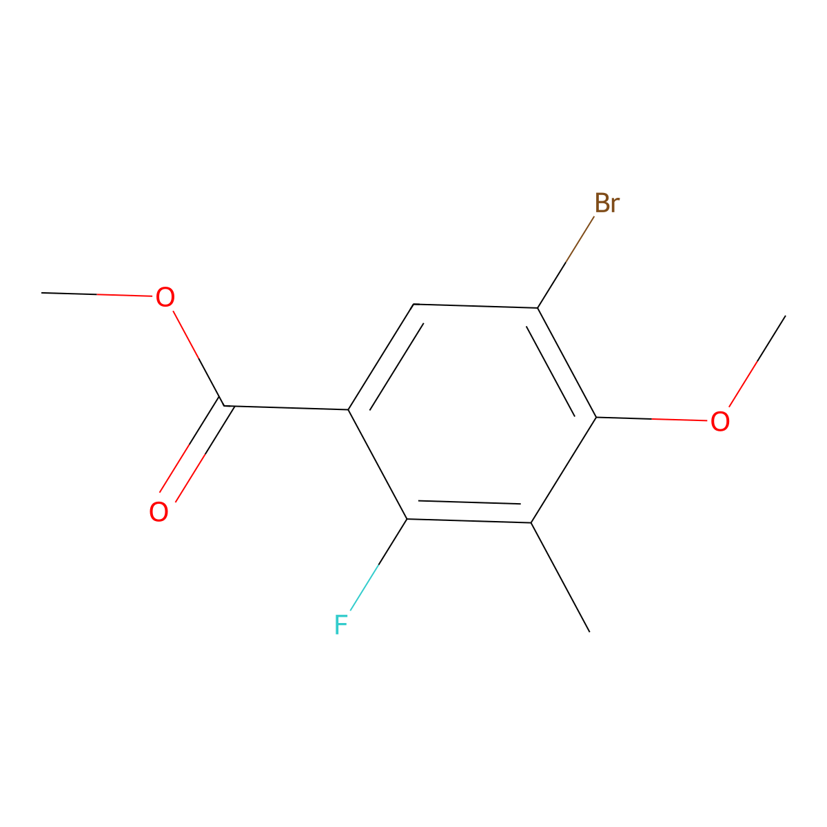 Methyl 5-bromo-2-fluoro-4-methoxy-3-methylbenzoate molecular structure, CAS 2624417-11-2