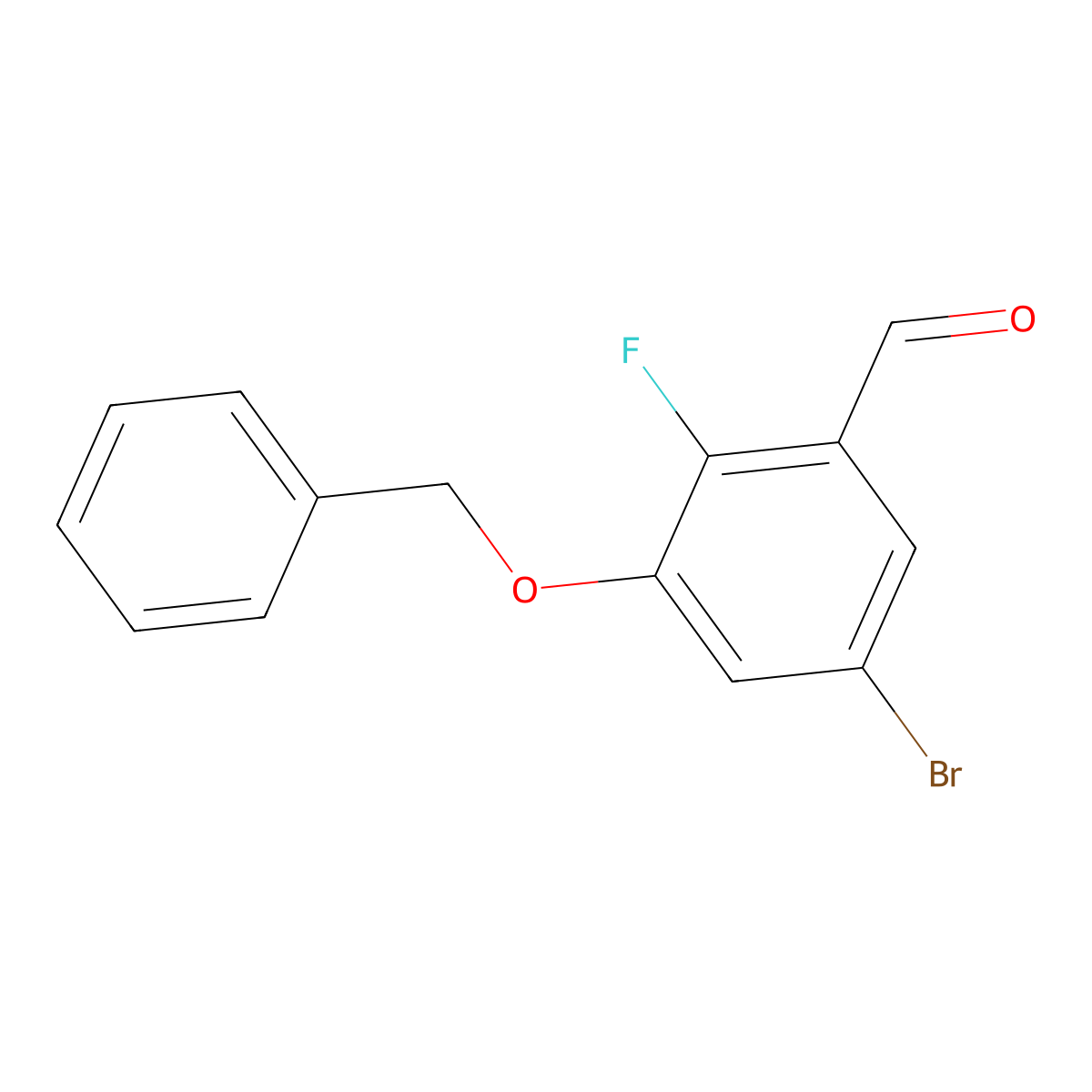 3-(Benzyloxy)-5-bromo-2-fluorobenzaldehyde molecular structure, CAS 2624417-13-4