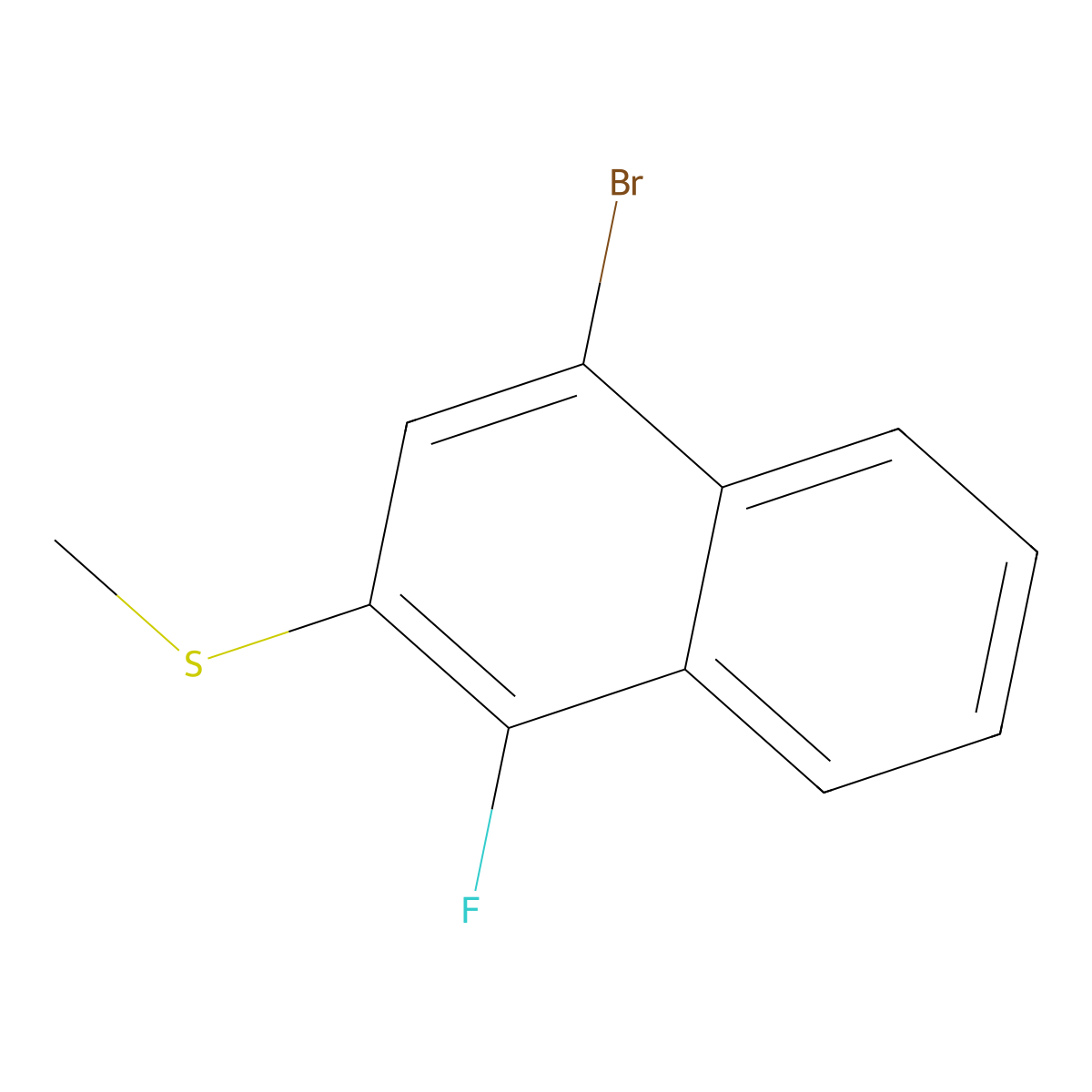 (4-Bromo-1-fluoronaphthalen-2-yl)(methyl)sulfane molecular structure, CAS 2624417-14-5