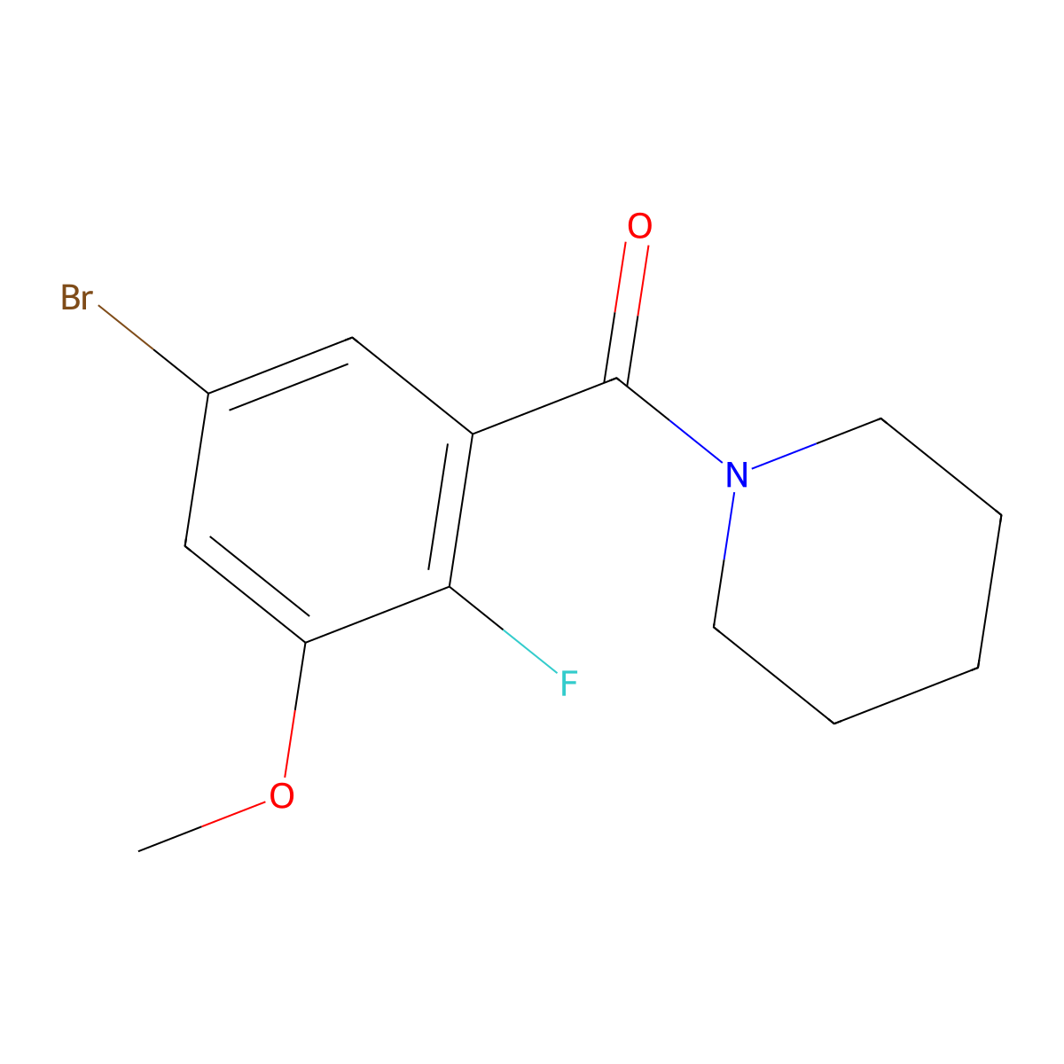 (5-Bromo-2-fluoro-3-methoxyphenyl)(piperidin-1-yl)methanone molecular structure, CAS 2624417-17-8