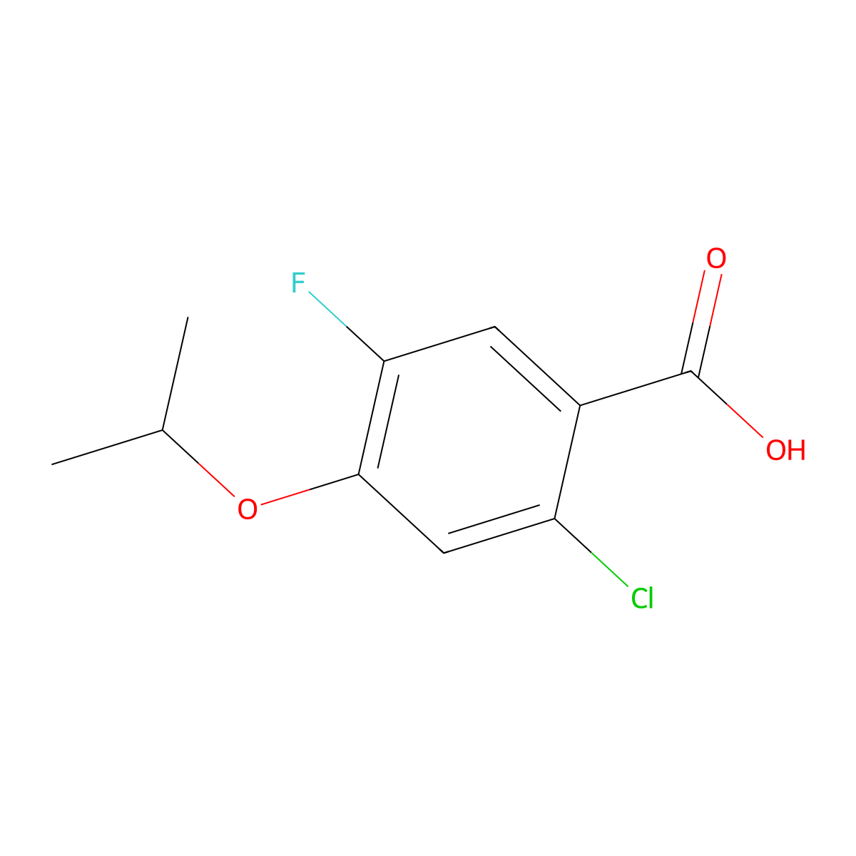 2-Chloro-5-fluoro-4-isopropoxybenzoic acid molecular structure, CAS 2624417-18-9