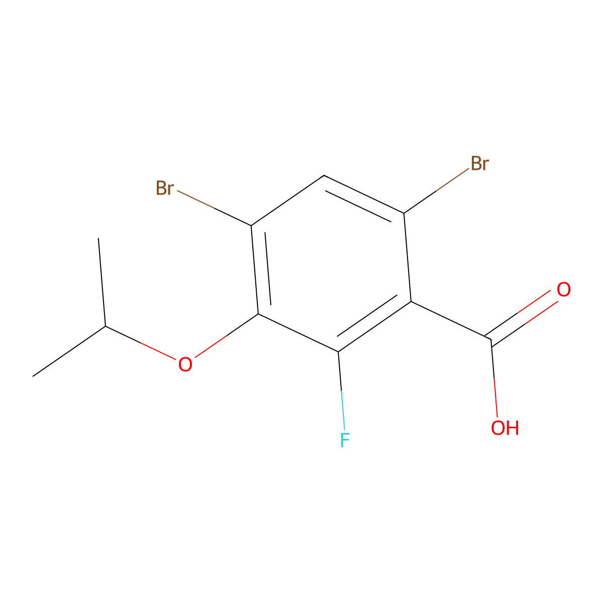 4,6-Dibromo-2-fluoro-3-isopropoxybenzoic acid molecular structure, CAS 2624417-24-7