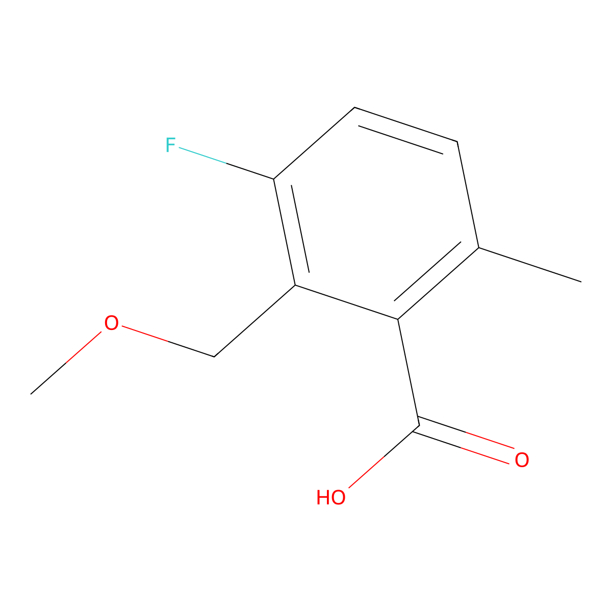 3-Fluoro-2-(methoxymethyl)-6-methylbenzoic acid molecular structure, CAS 2624417-28-1