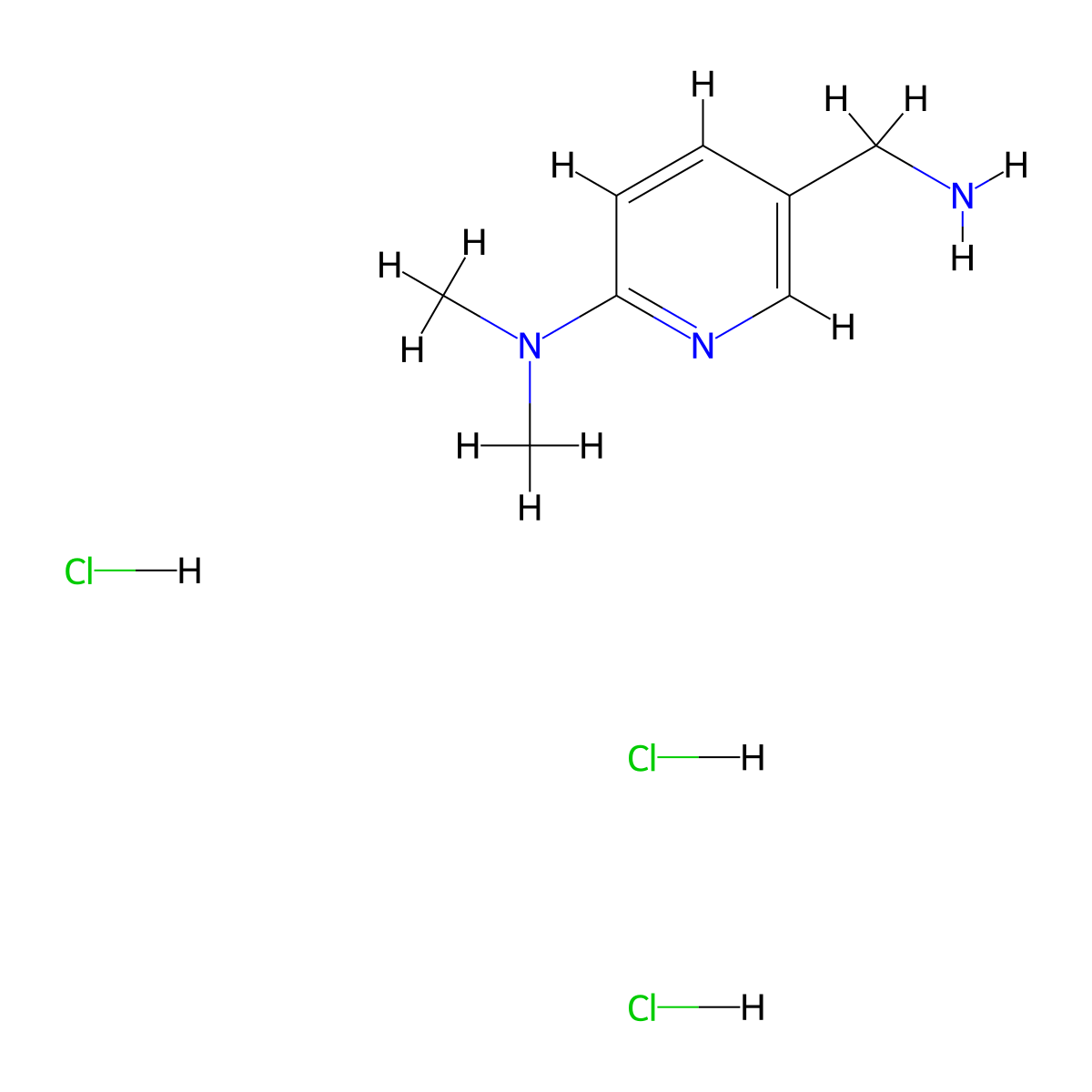 5-(Aminomethyl)-N,N-dimethylpyridin-2-amine 3hcl molecular structure, CAS 2624417-39-4