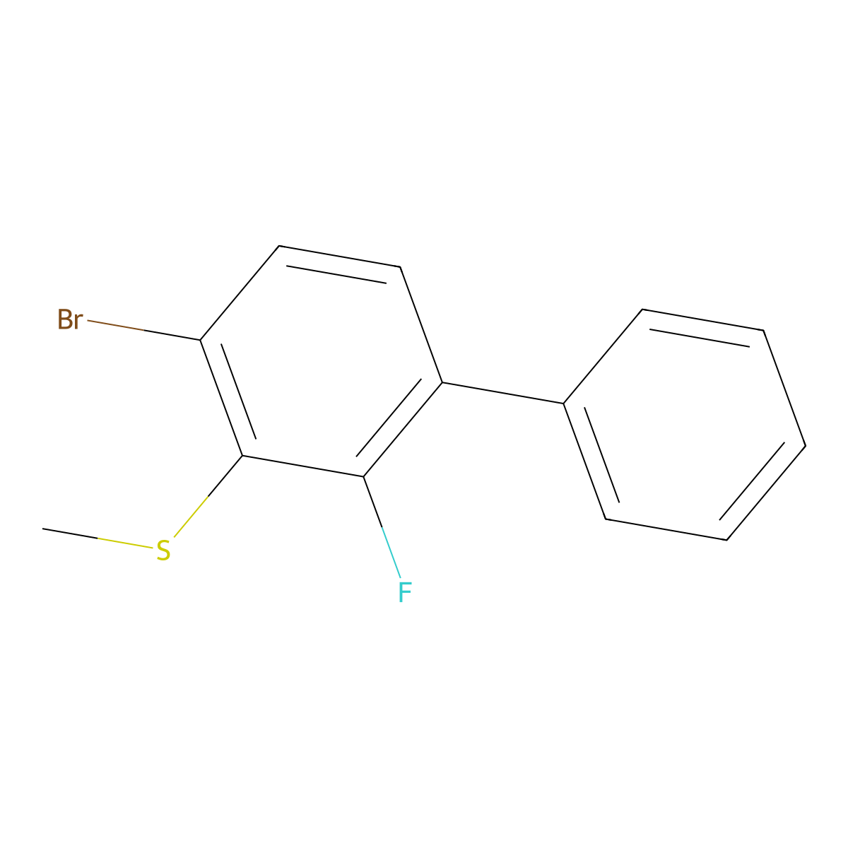 (4-Bromo-2-fluoro-[1,1'-biphenyl]-3-yl)(methyl)sulfane molecular structure, CAS 2624417-44-1