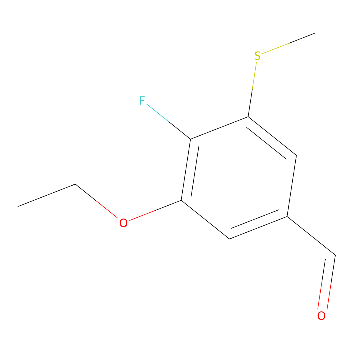 3-Ethoxy-4-fluoro-5-(methylthio)benzaldehyde molecular structure, CAS 2624417-45-2