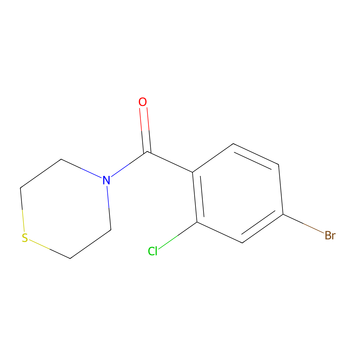 (4-Bromo-2-chlorophenyl)(thiomorpholino)methanone molecular structure, CAS 2624417-48-5