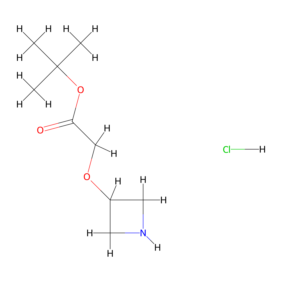 Tert-butyl 2-(azetidin-3-yloxy)acetate hydrochloride molecular structure, CAS 2624417-49-6