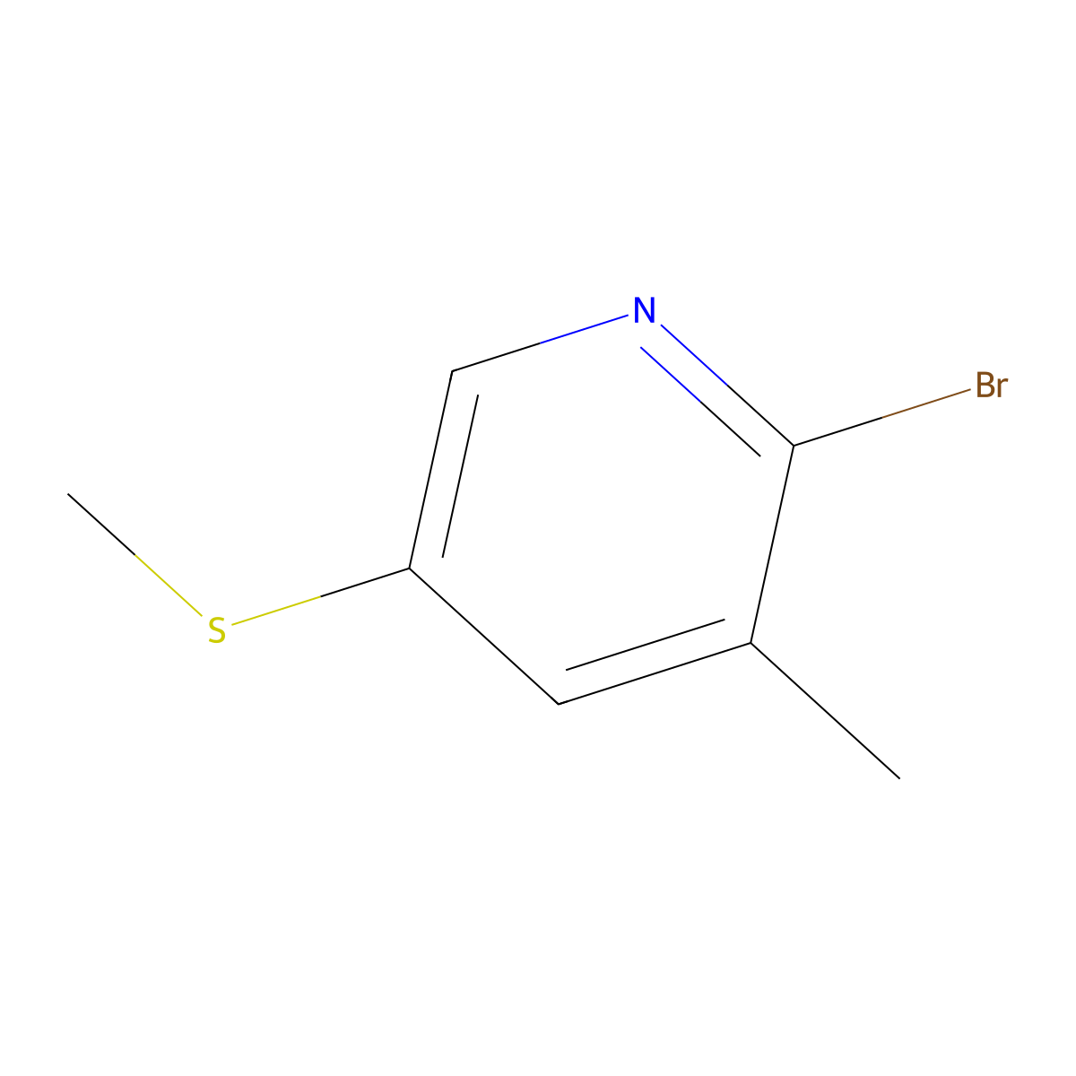 2-Bromo-3-methyl-5-(methylthio)pyridine molecular structure, CAS 2624417-50-9