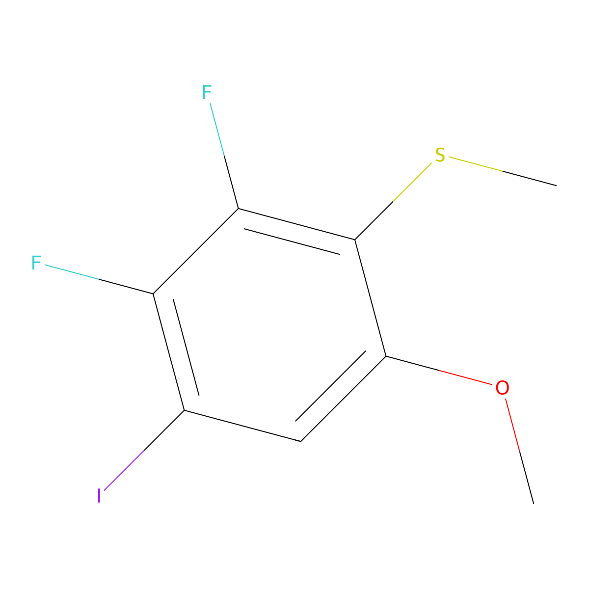 (2,3-Difluoro-4-iodo-6-methoxyphenyl)(methyl)sulfane molecular structure, CAS 2624417-58-7