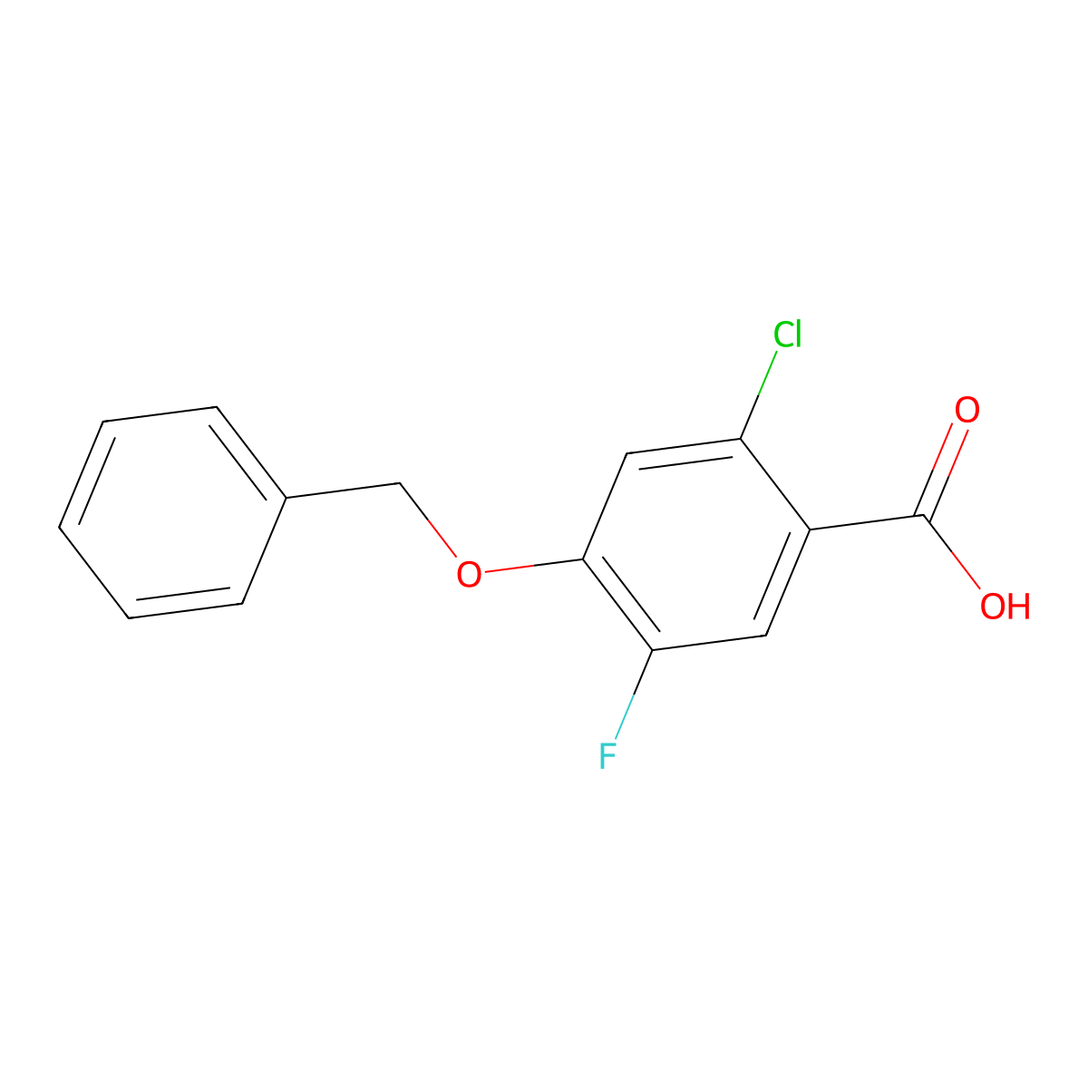 4-(Benzyloxy)-2-chloro-5-fluorobenzoic acid molecular structure, CAS 2624417-60-1
