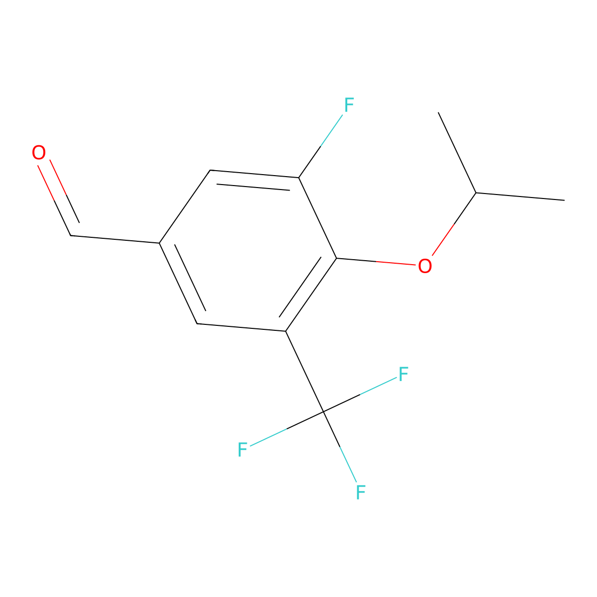 3-Fluoro-4-isopropoxy-5-(trifluoromethyl)benzaldehyde molecular structure, CAS 2624417-66-7