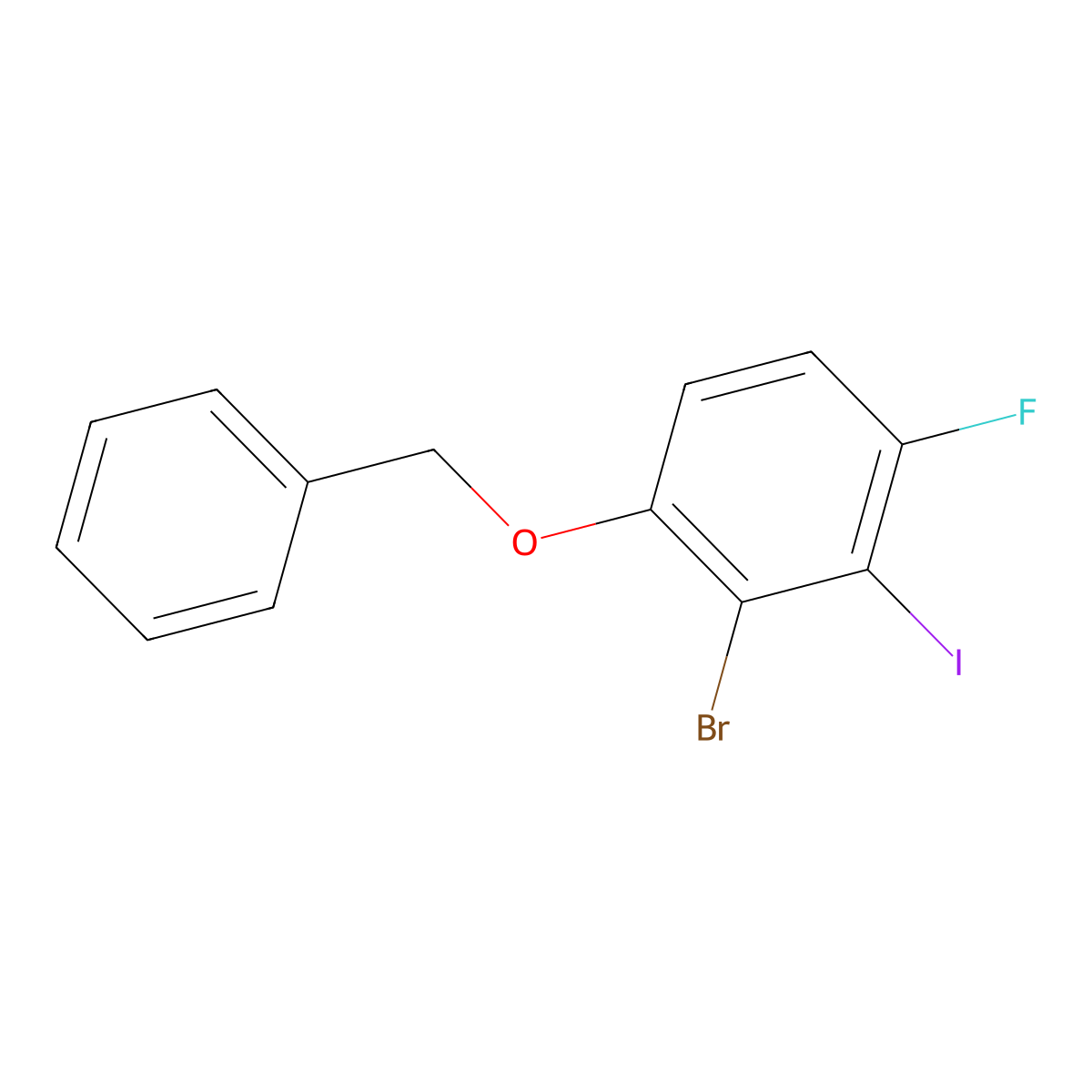 1-(Benzyloxy)-2-bromo-4-fluoro-3-iodobenzene molecular structure, CAS 2624417-71-4