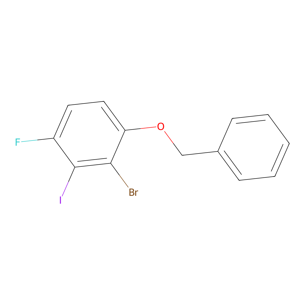 1-(Benzyloxy)-2-bromo-4-fluoro-3-iodobenzene molecular structure, CAS 2624417-71-4