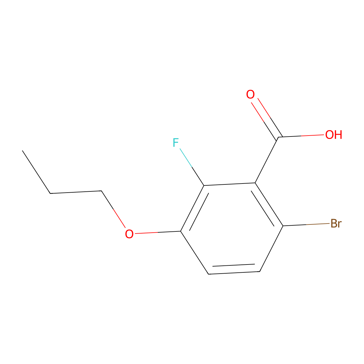 6-Bromo-2-fluoro-3-propoxybenzoic acid molecular structure, CAS 2624417-73-6