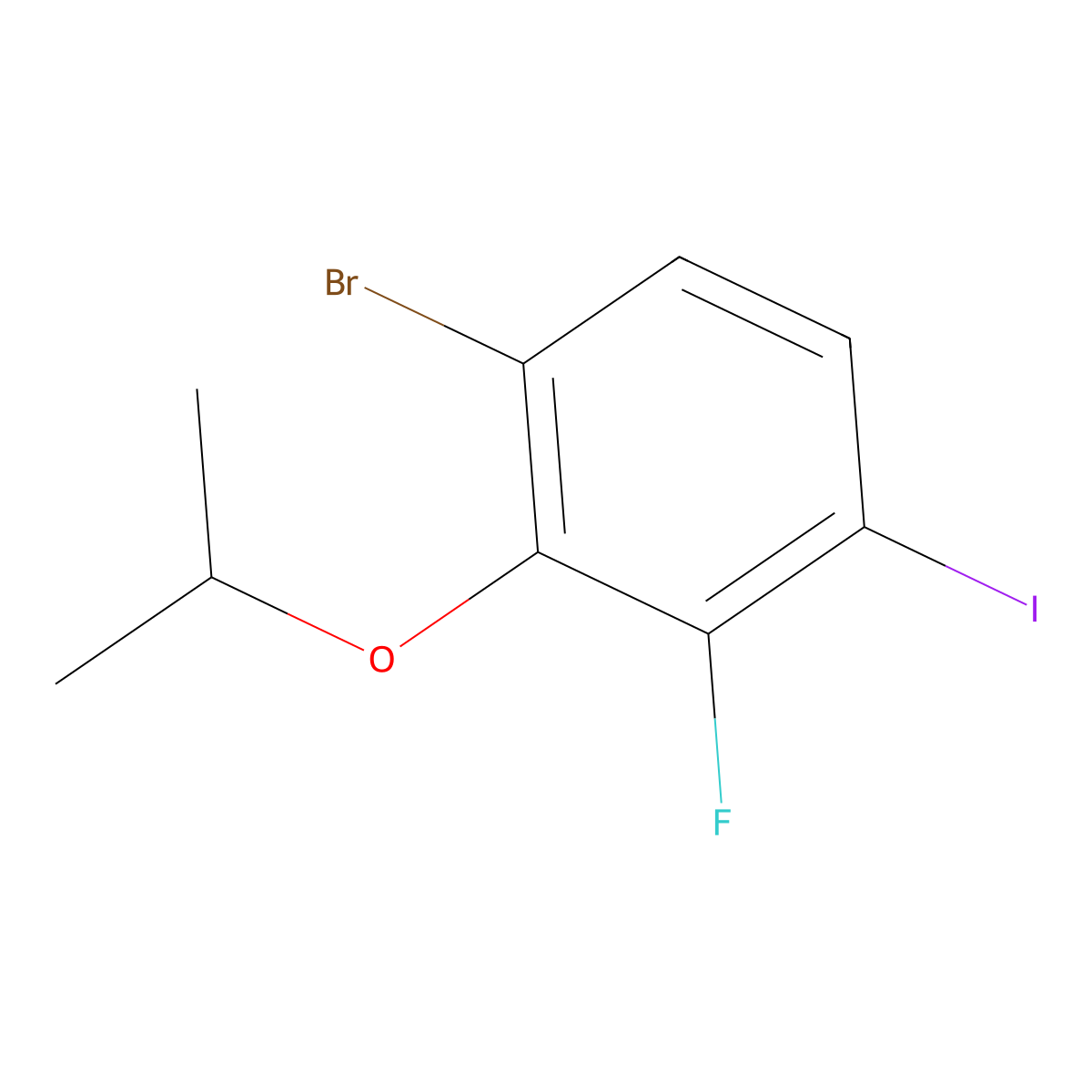 1-Bromo-3-fluoro-4-iodo-2-isopropoxybenzene molecular structure, CAS 2624417-75-8