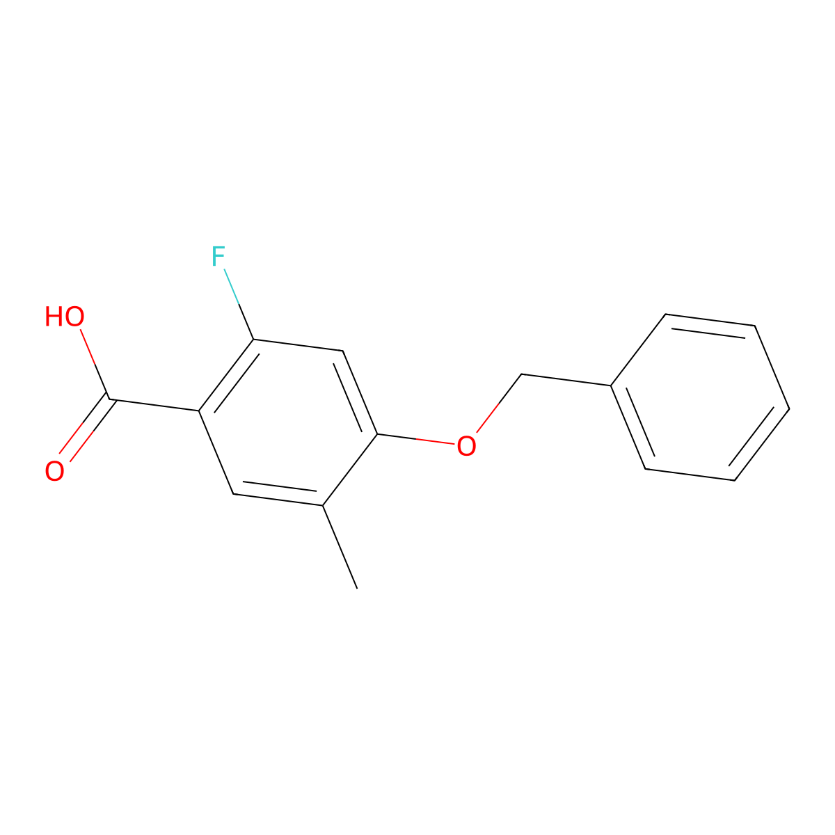4-(Benzyloxy)-2-fluoro-5-methylbenzoic acid molecular structure, CAS 2624417-80-5