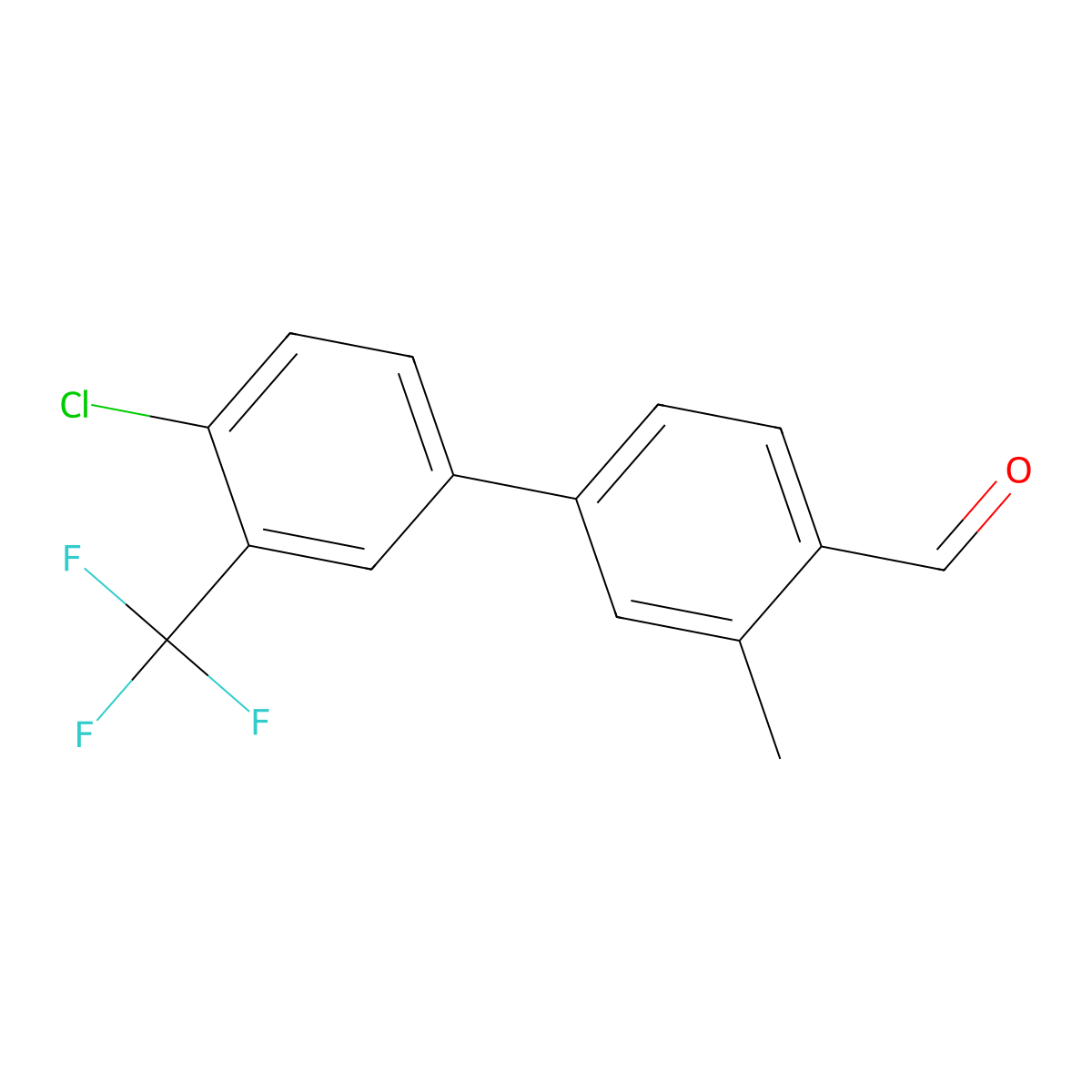 4'-Chloro-3-methyl-3'-(trifluoromethyl)-[1,1'-biphenyl]-4-carbaldehyde molecular structure, CAS 2624417-81-6