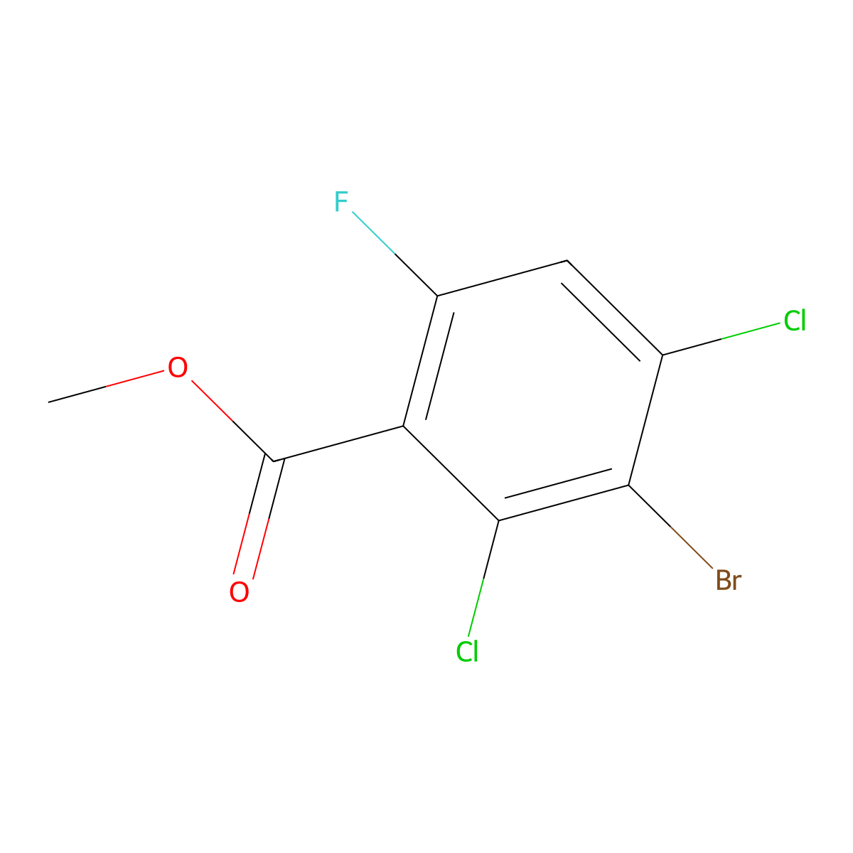 Methyl 3-bromo-2,4-dichloro-6-fluorobenzoate molecular structure, CAS 2624417-86-1