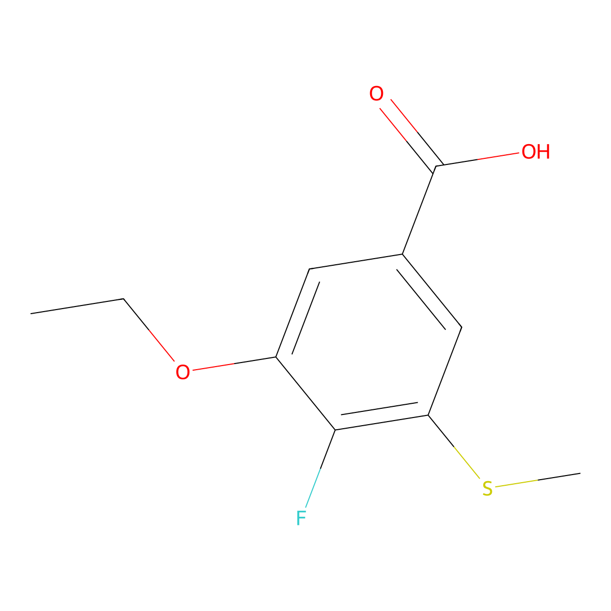 3-Ethoxy-4-fluoro-5-(methylthio)benzoic acid molecular structure, CAS 2624417-93-0
