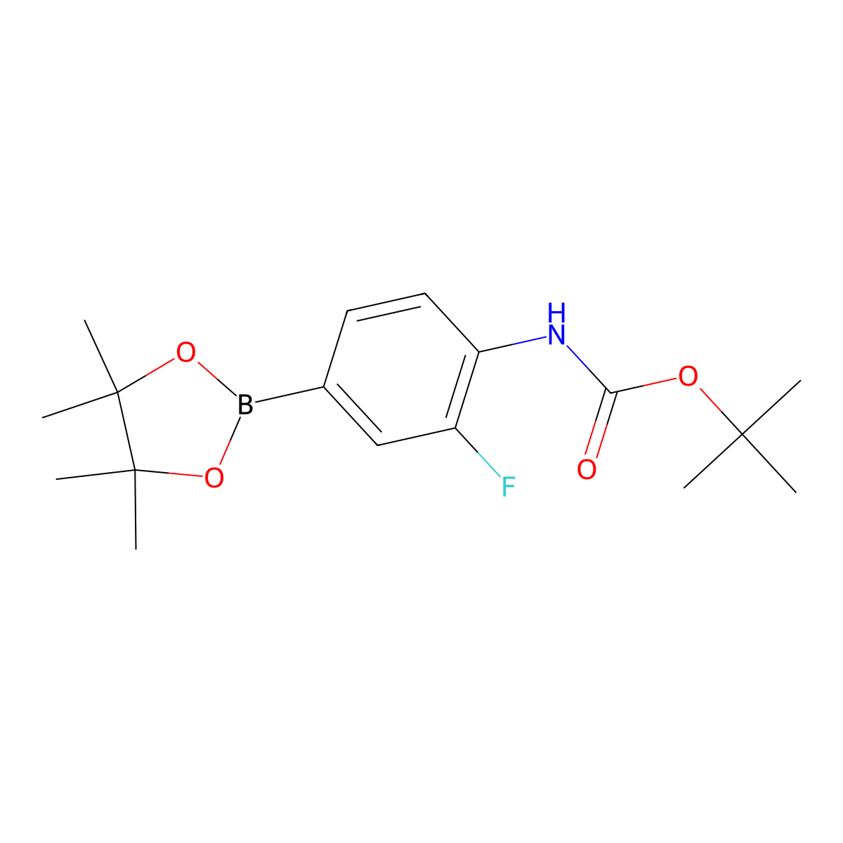 Tert-butyl 2-fluoro-4-(4,4,5,5-tetramethyl-1,3,2-dioxaborolan-2-YL)phenylcarbamate molecular structure, CAS 262444-42-8