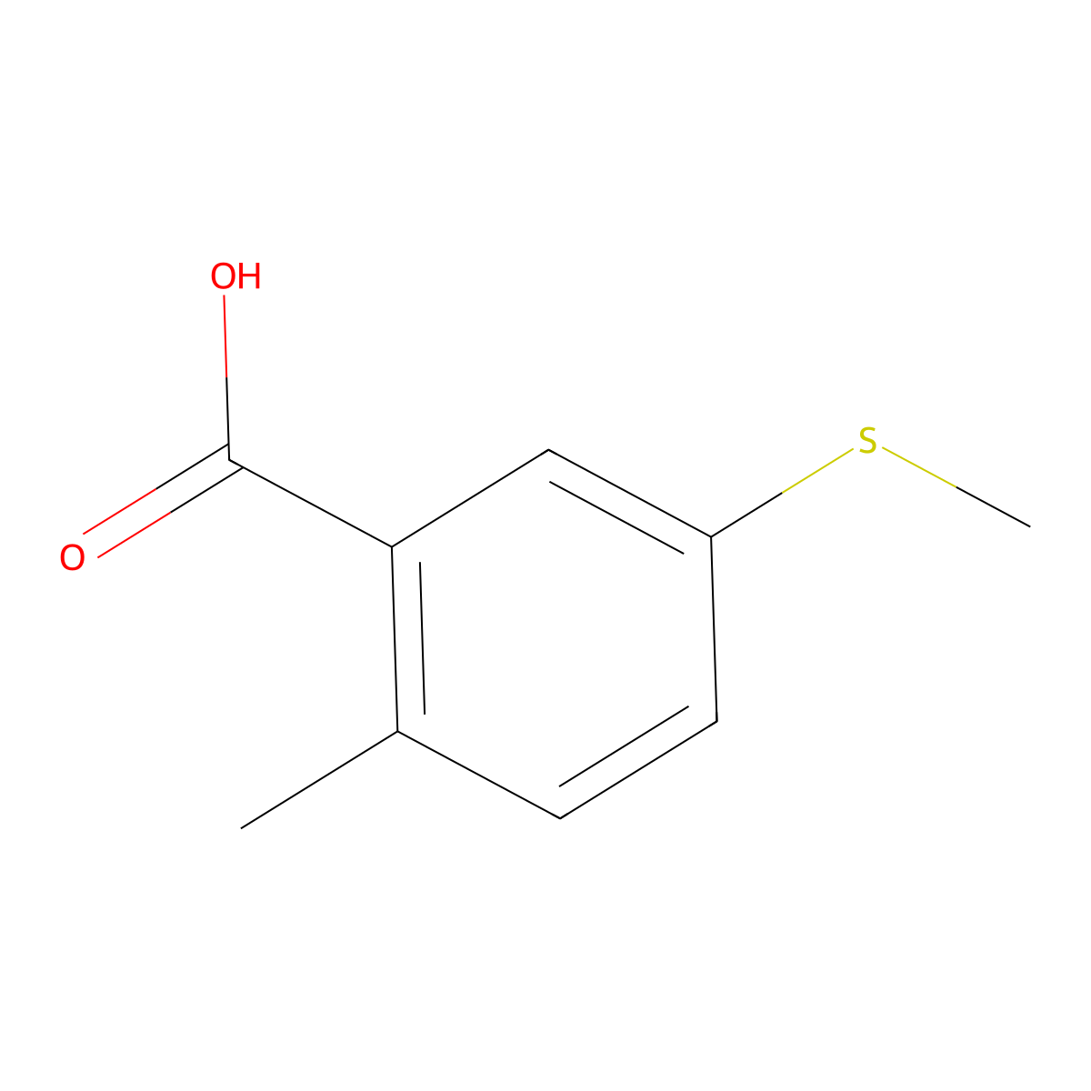 2-Methyl-5-(methylsulfanyl)benzoic acid molecular structure, CAS 26246-30-0